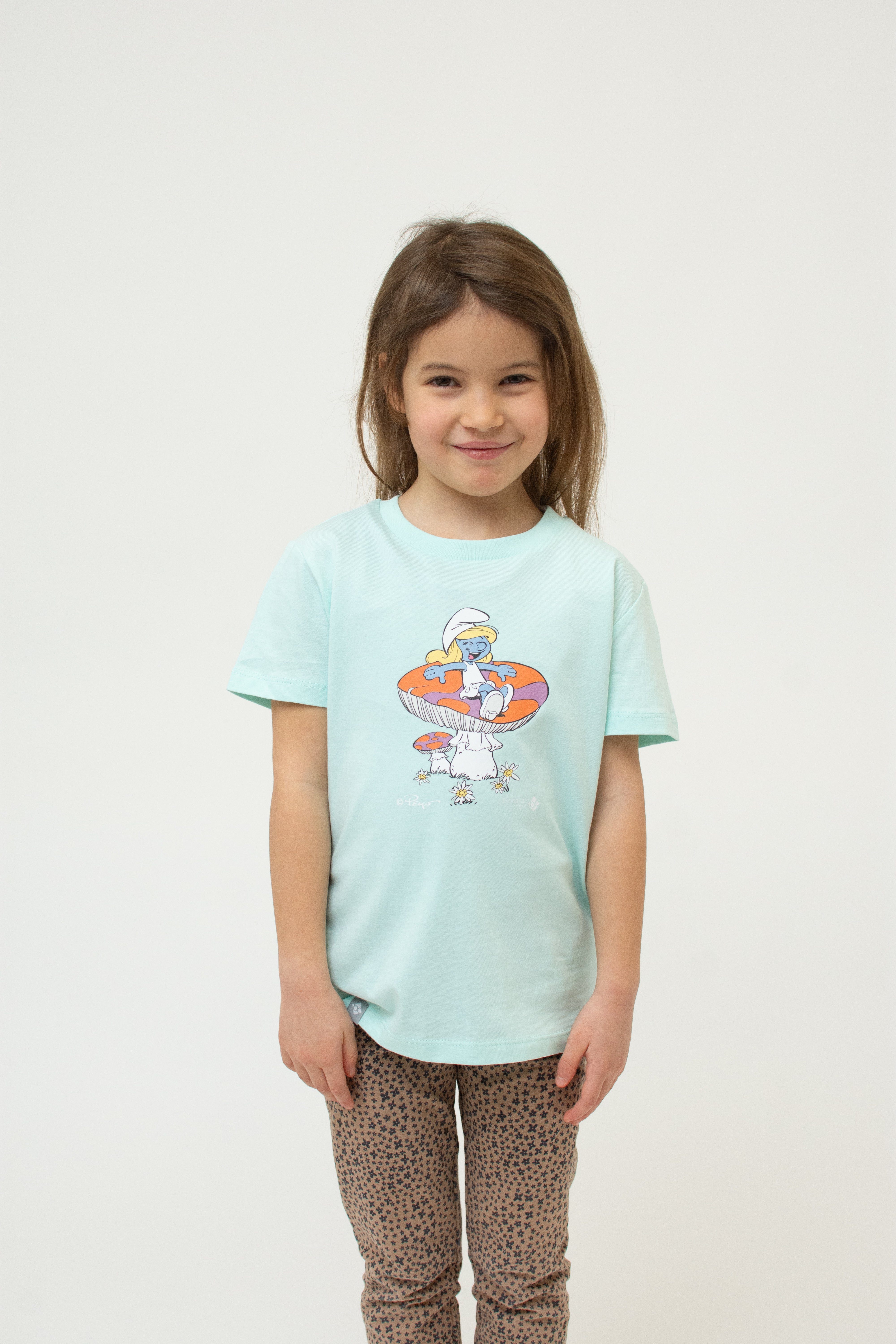 T-Shirt "Schlumpfines Schwammerlsofa" - hell-türkis (Kinder)