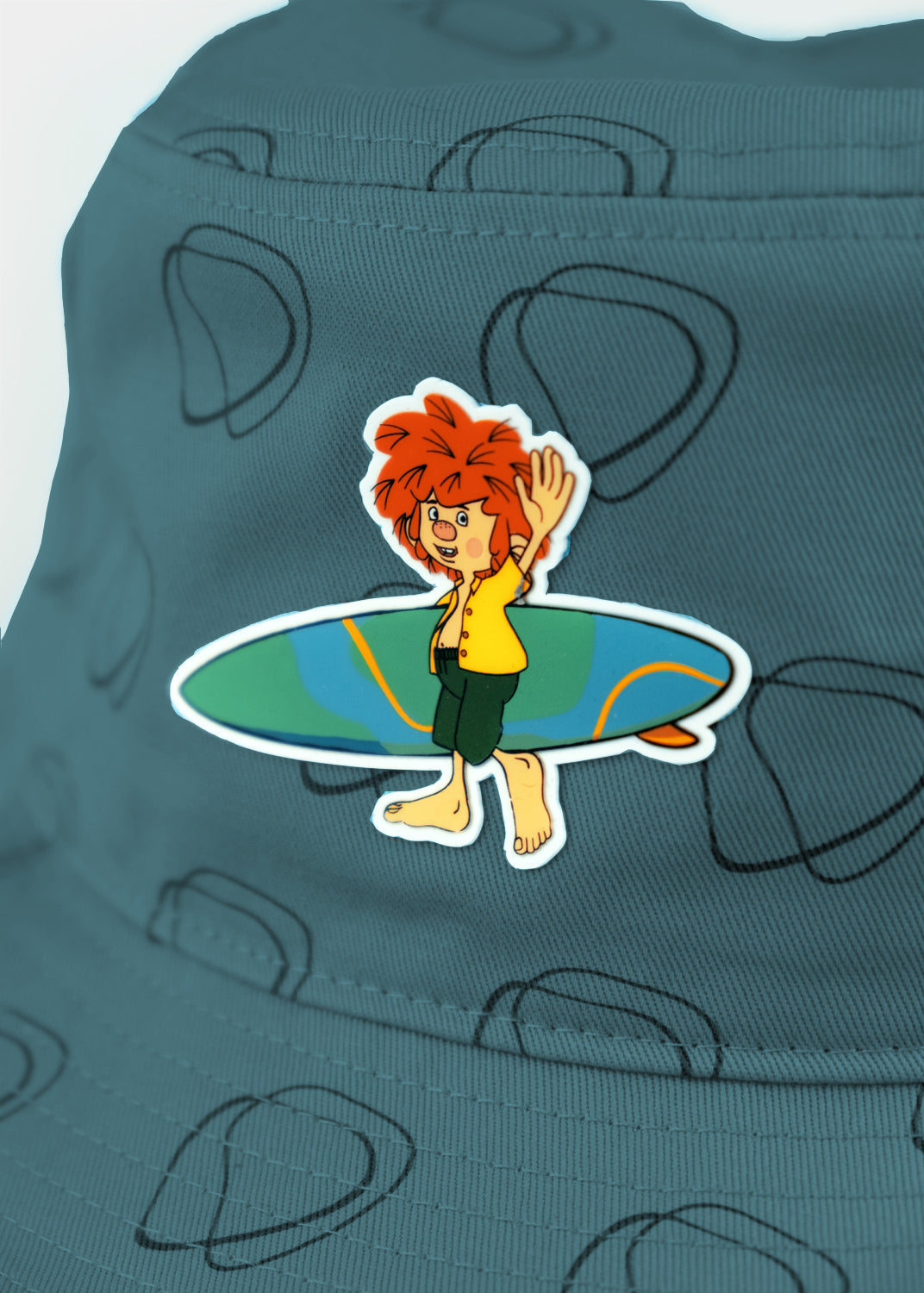 Bucket Hat "Pumuckl surft" - ozeanblau
