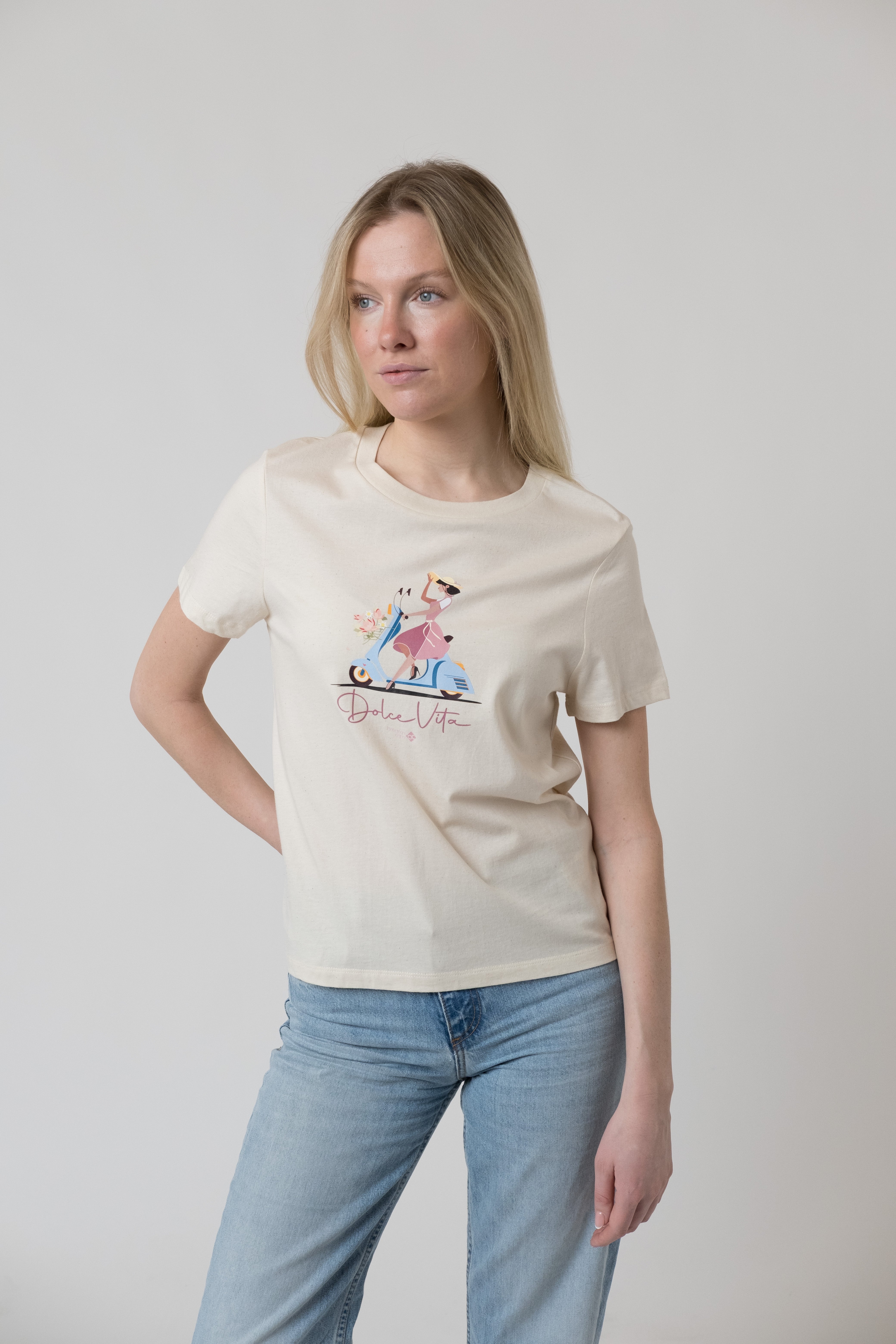 T-Shirt "Dolce Vita: Roller" - natur