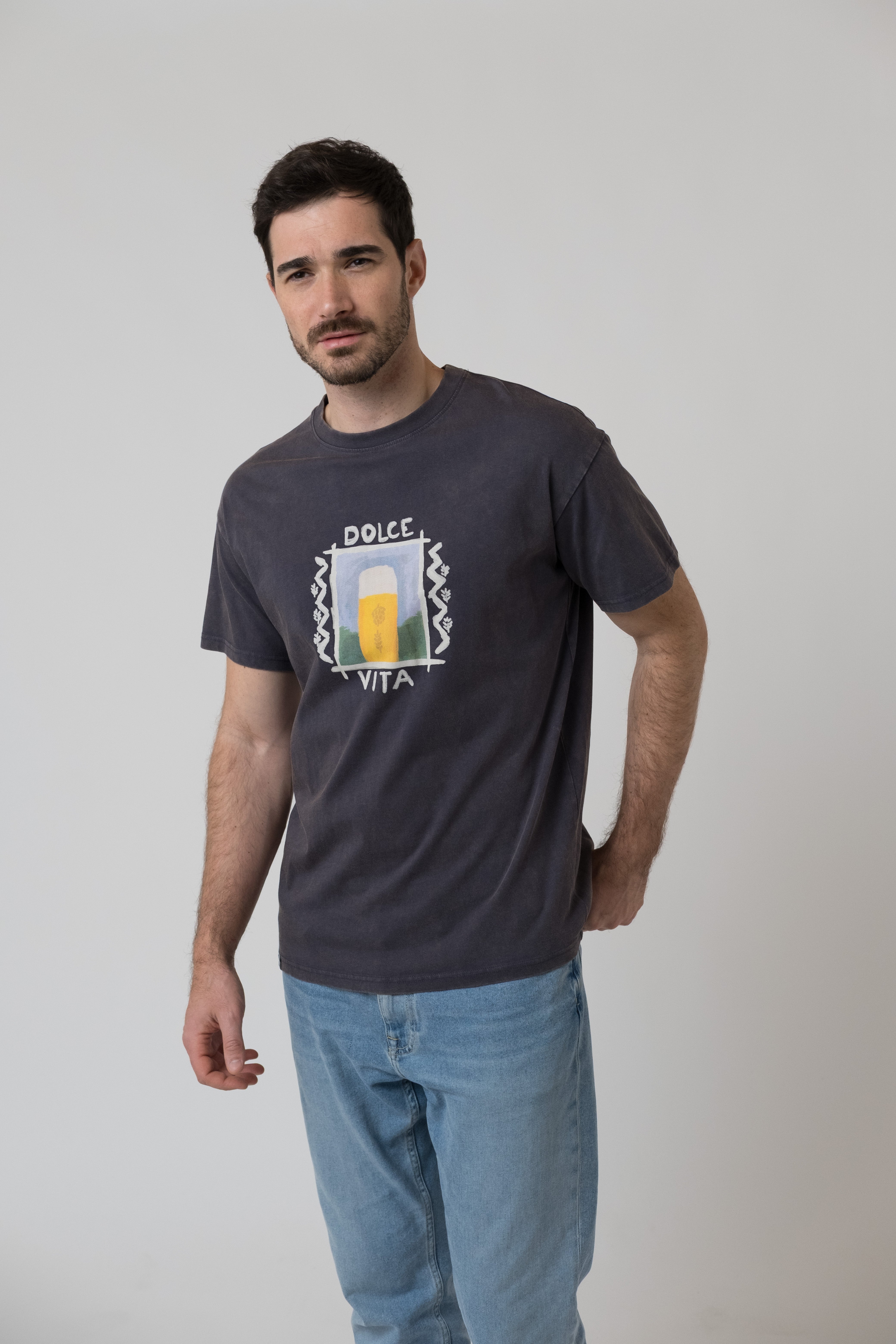 T-Shirt "Oro Liquido" - dunkelgrau