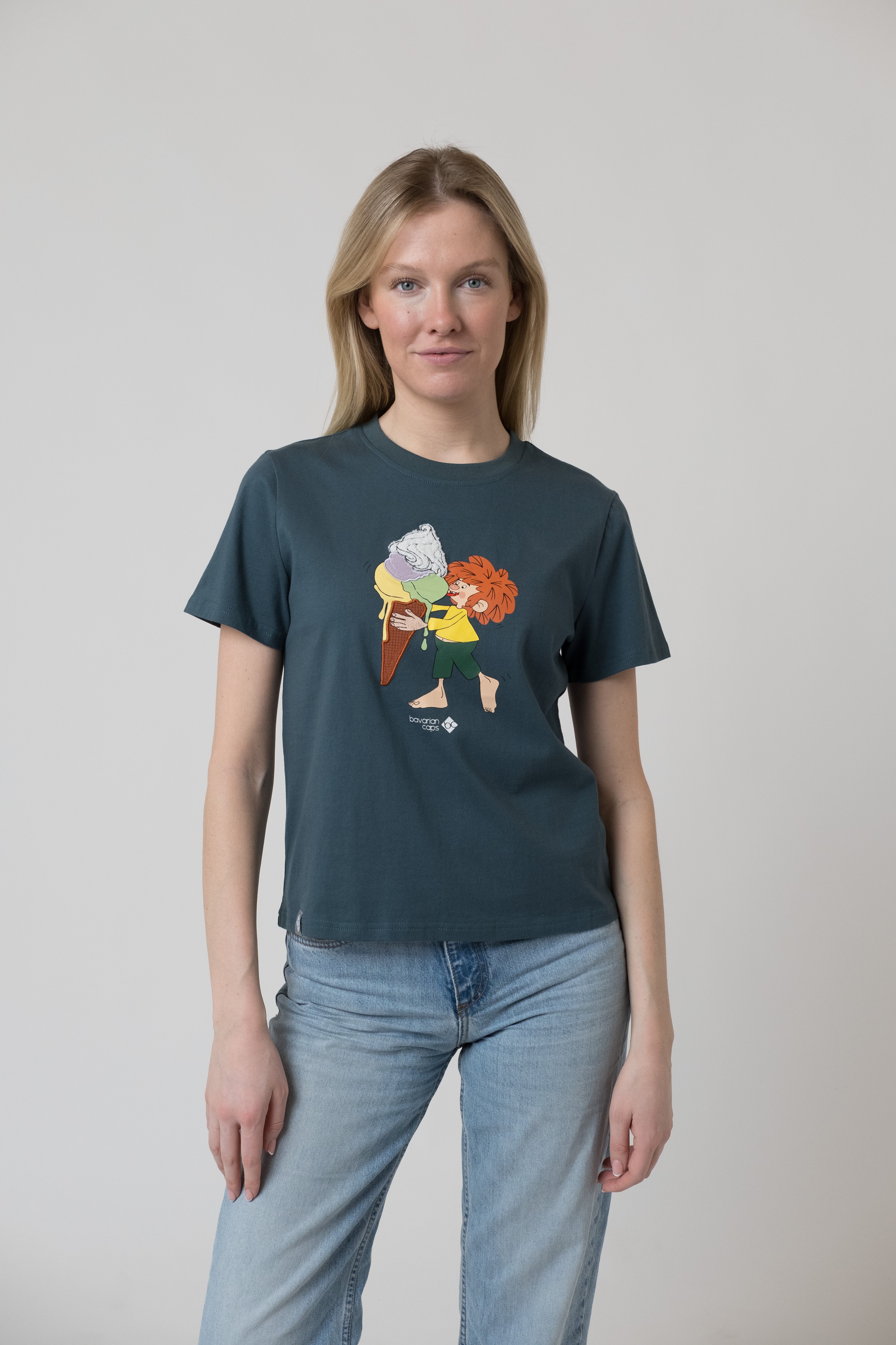 T-Shirt "Pumuckl Schleckeis" - dunkelgrün, Damen