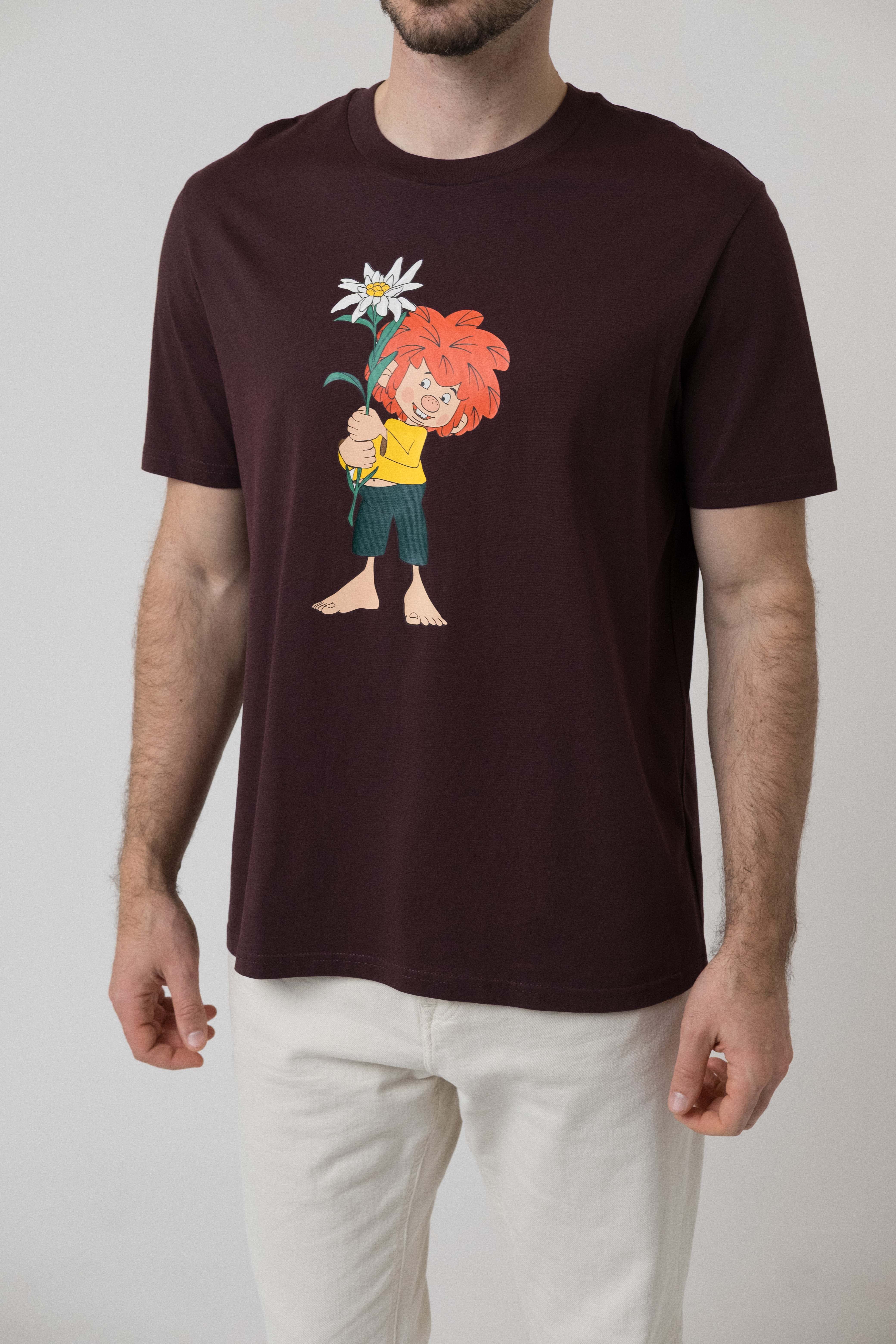 T-Shirt "Pumuckl Edelweiß" - marone