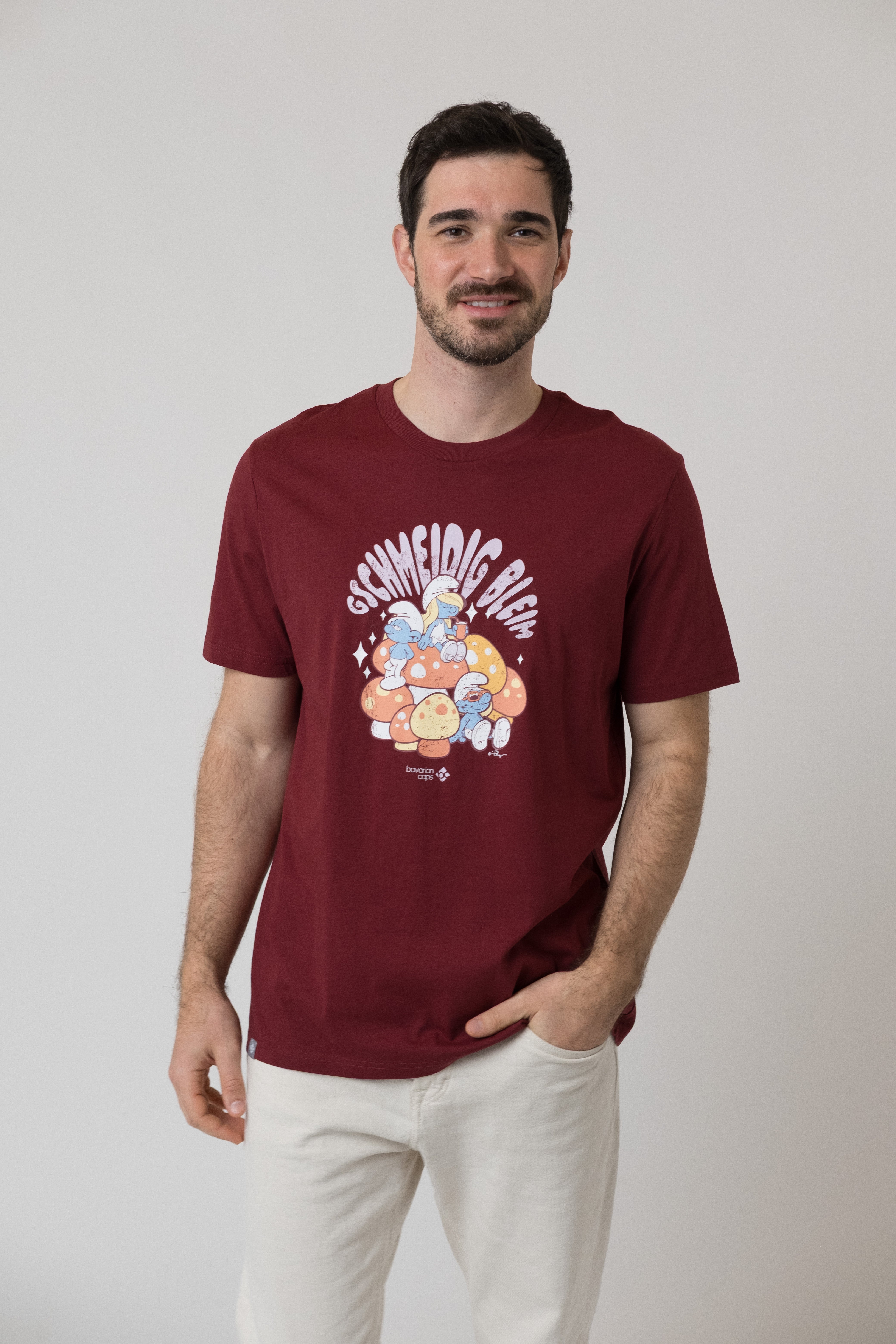 T-Shirt "Schlümpfe: Gschmeidig bleim" - dunkelrot