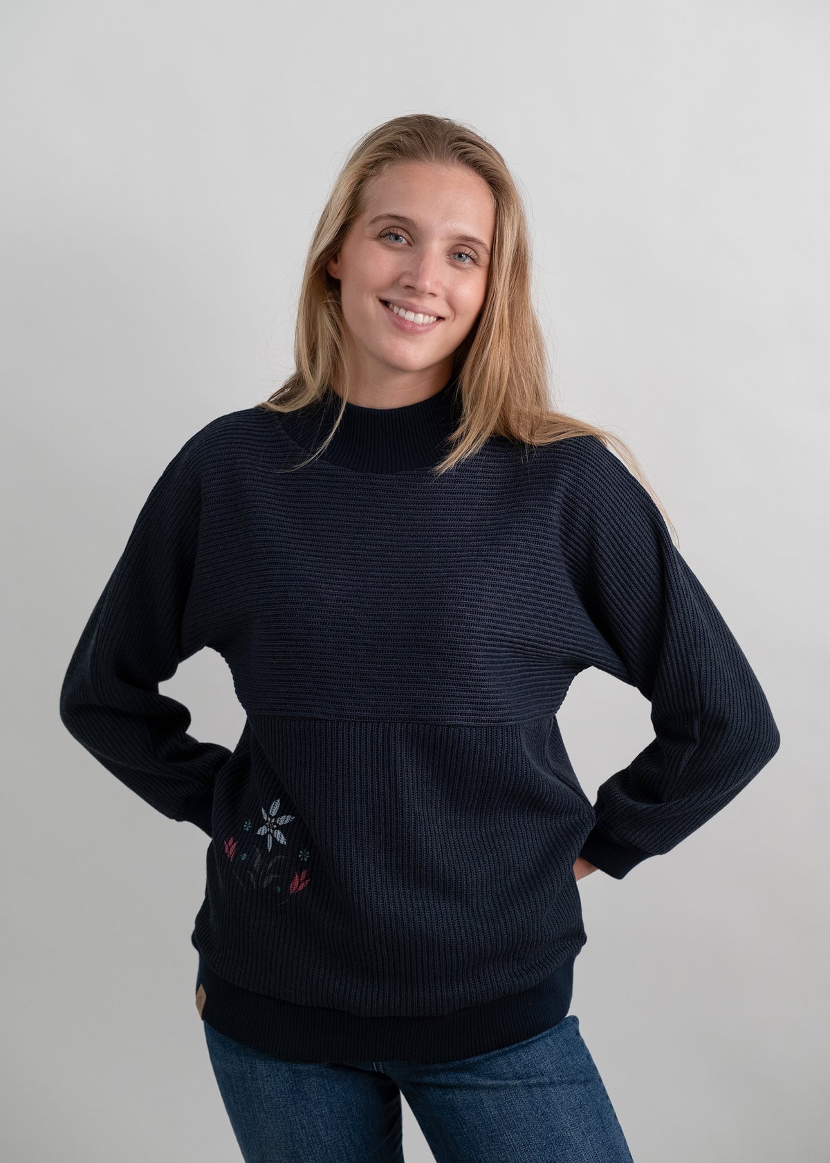 Strickpullover "Eisblume" - marine