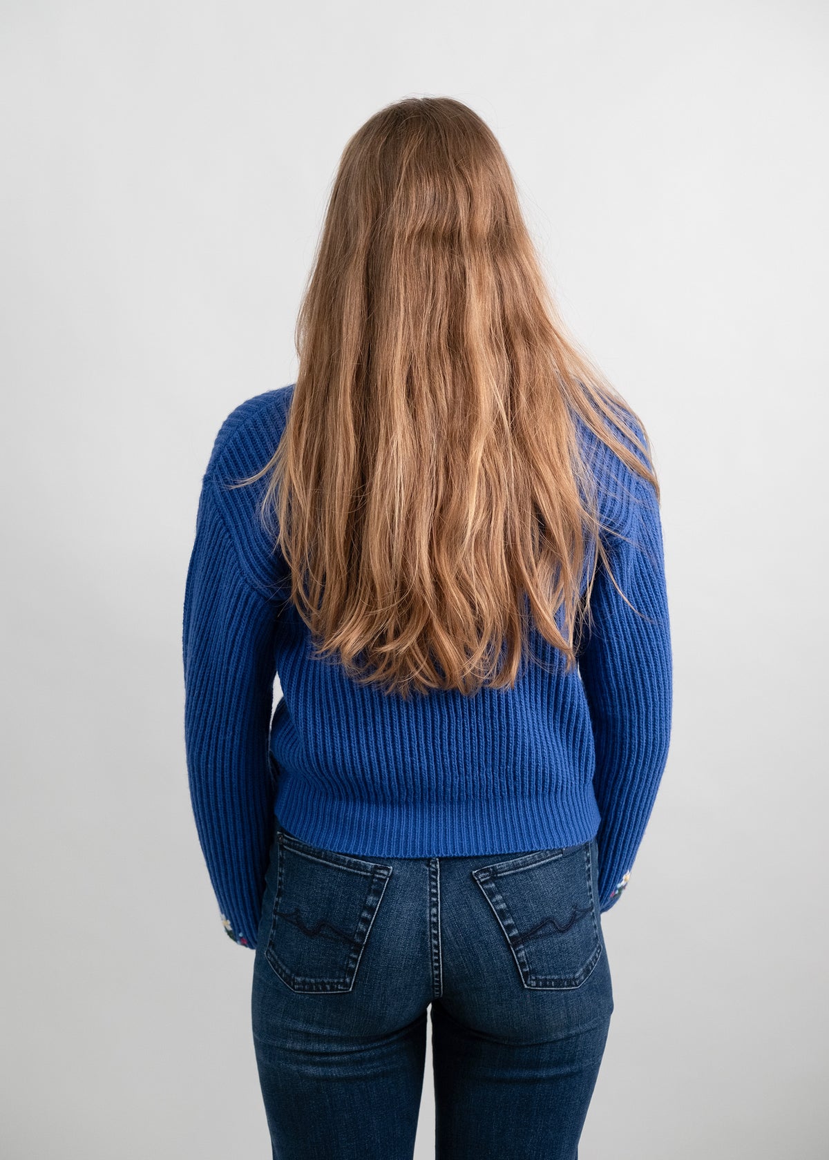Strickcardigan "Eisblume" - königsblau