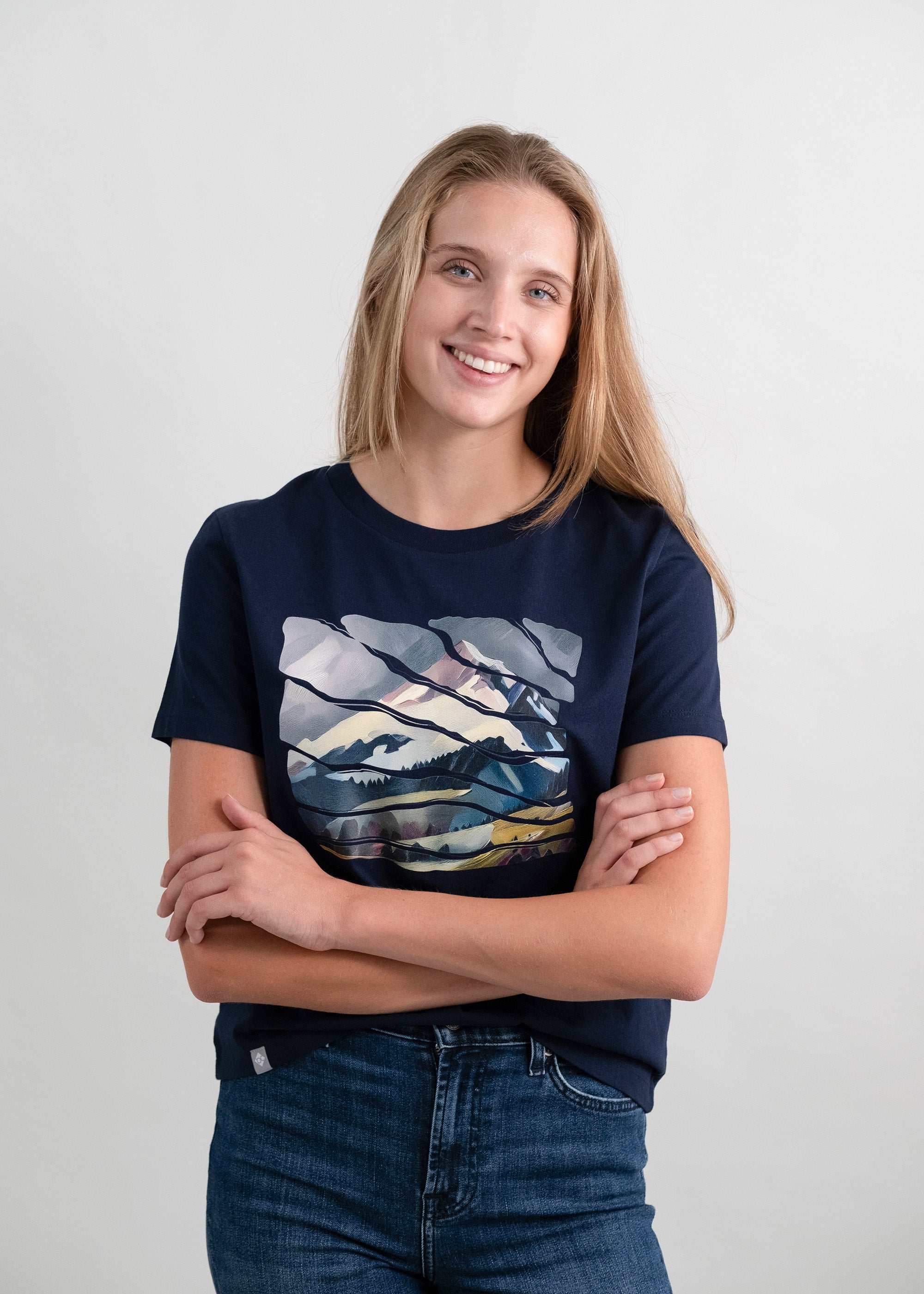 T-Shirt "Wintergipfel" - dunkelblau (Damen)