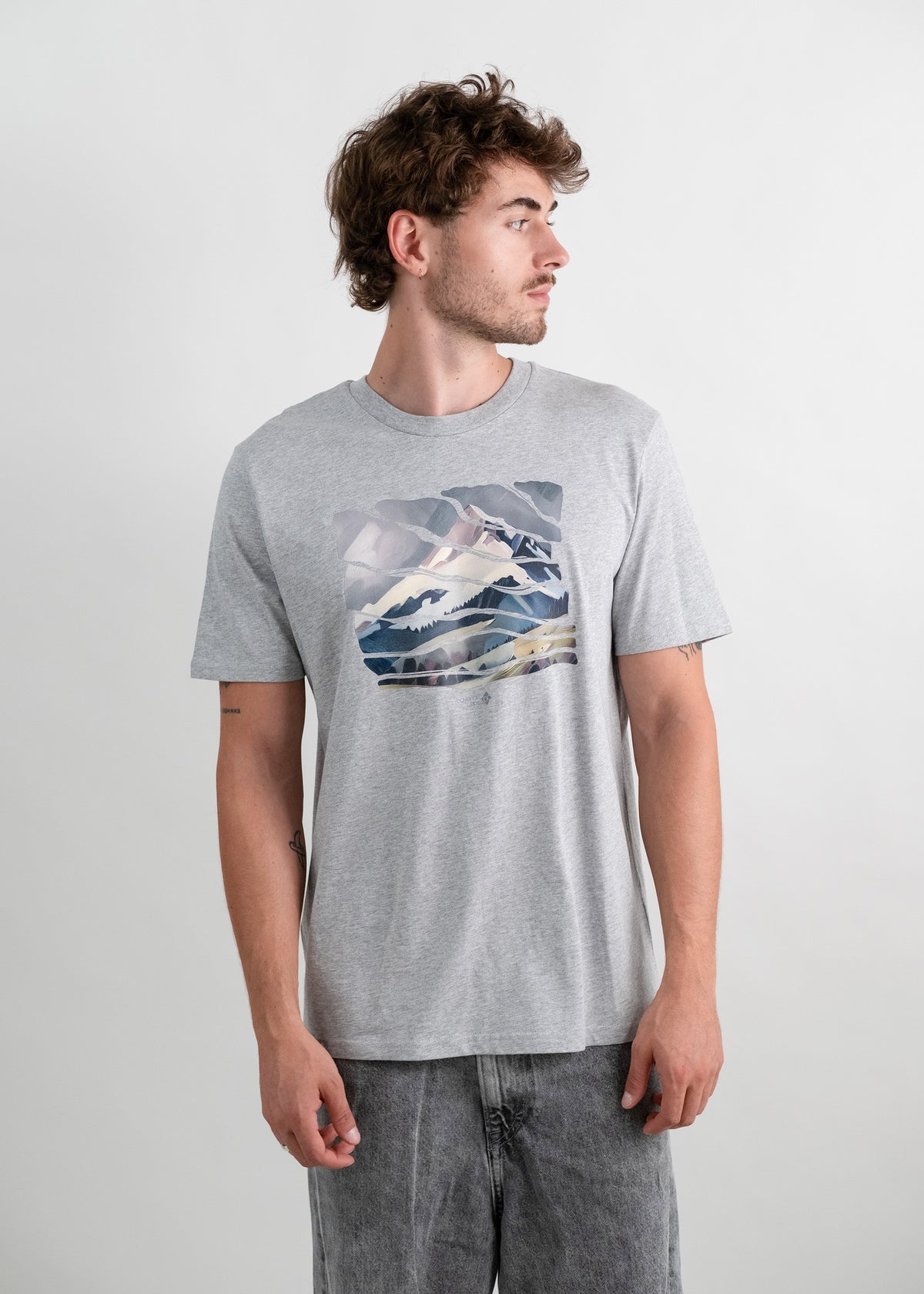 T-Shirt "Wintergipfel" - hellgrau-meliert