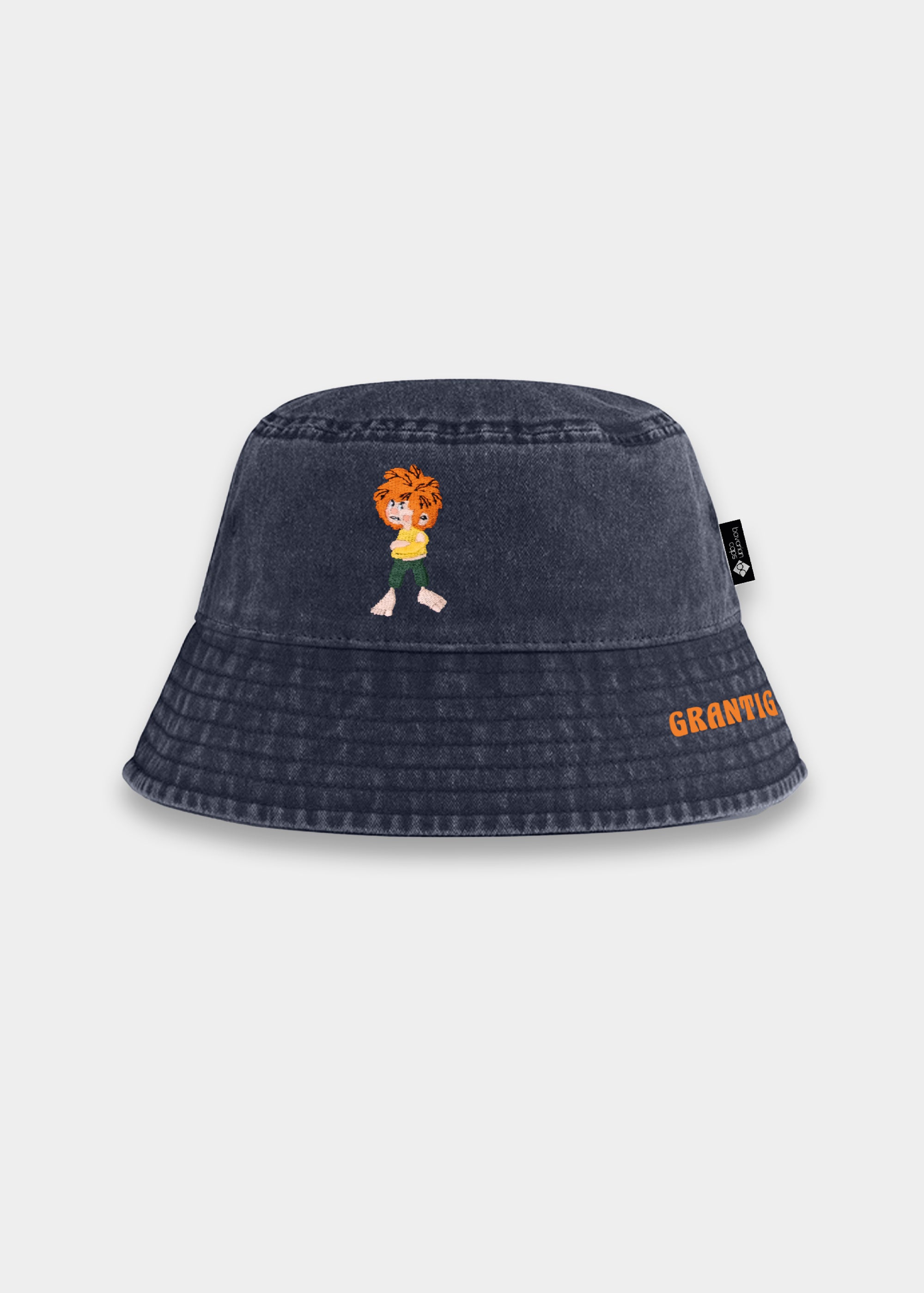 Bucket Hat "Grantler Klub: Pumuckl" - vintage schwarz