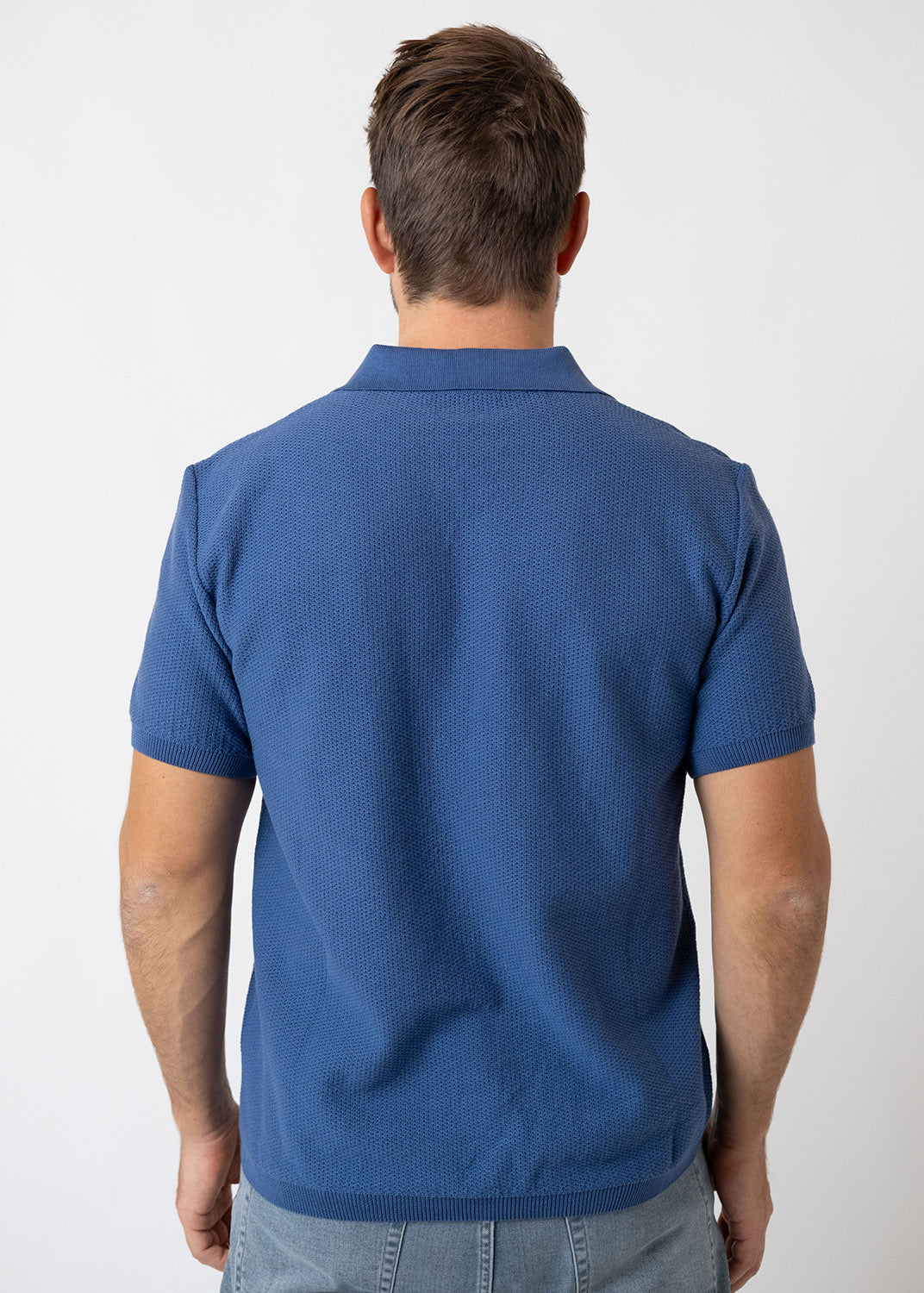 Poloshirt "Edelweiß Strick" - blaugrau