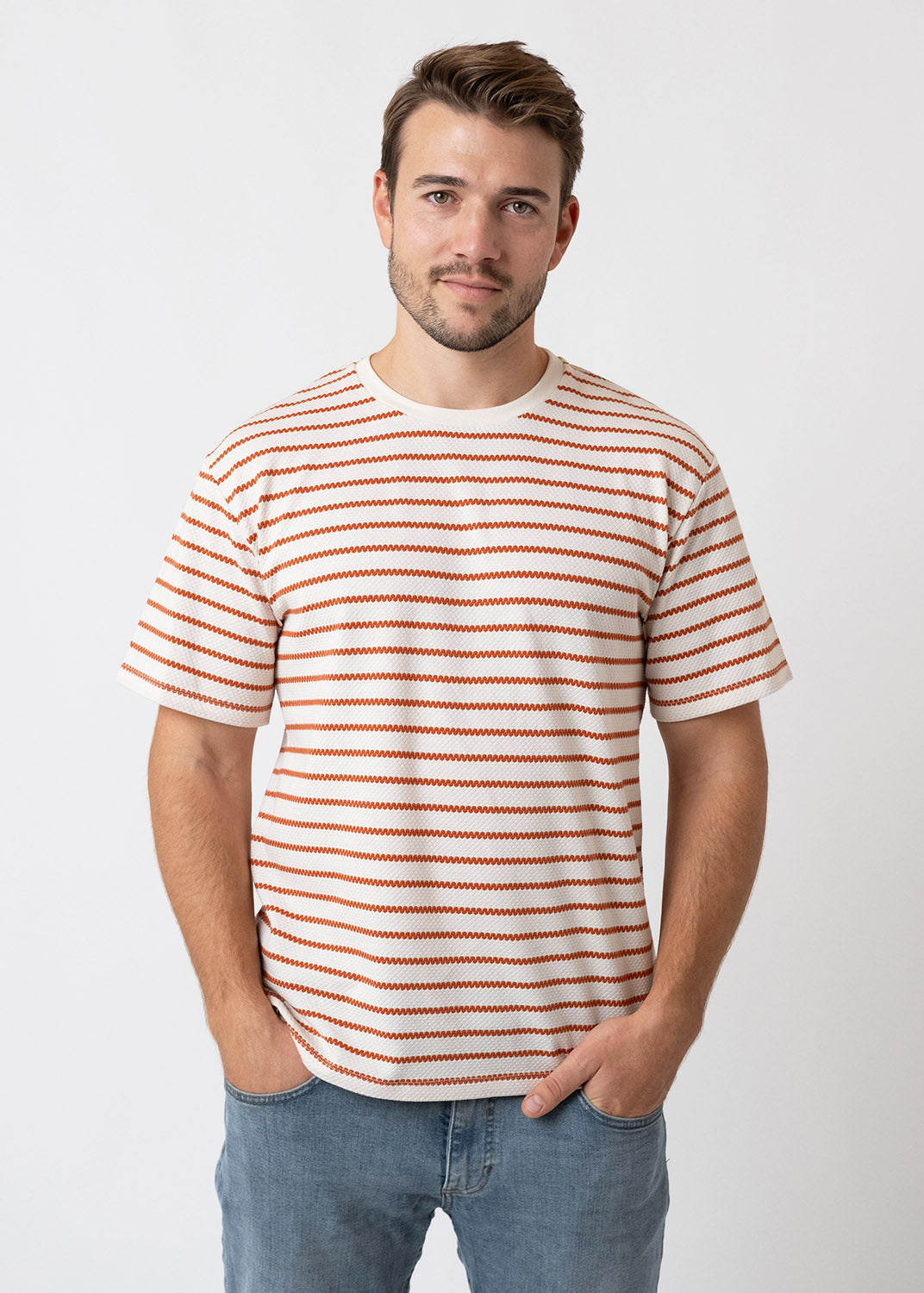 T-Shirt "Abendrot" - rost/beige