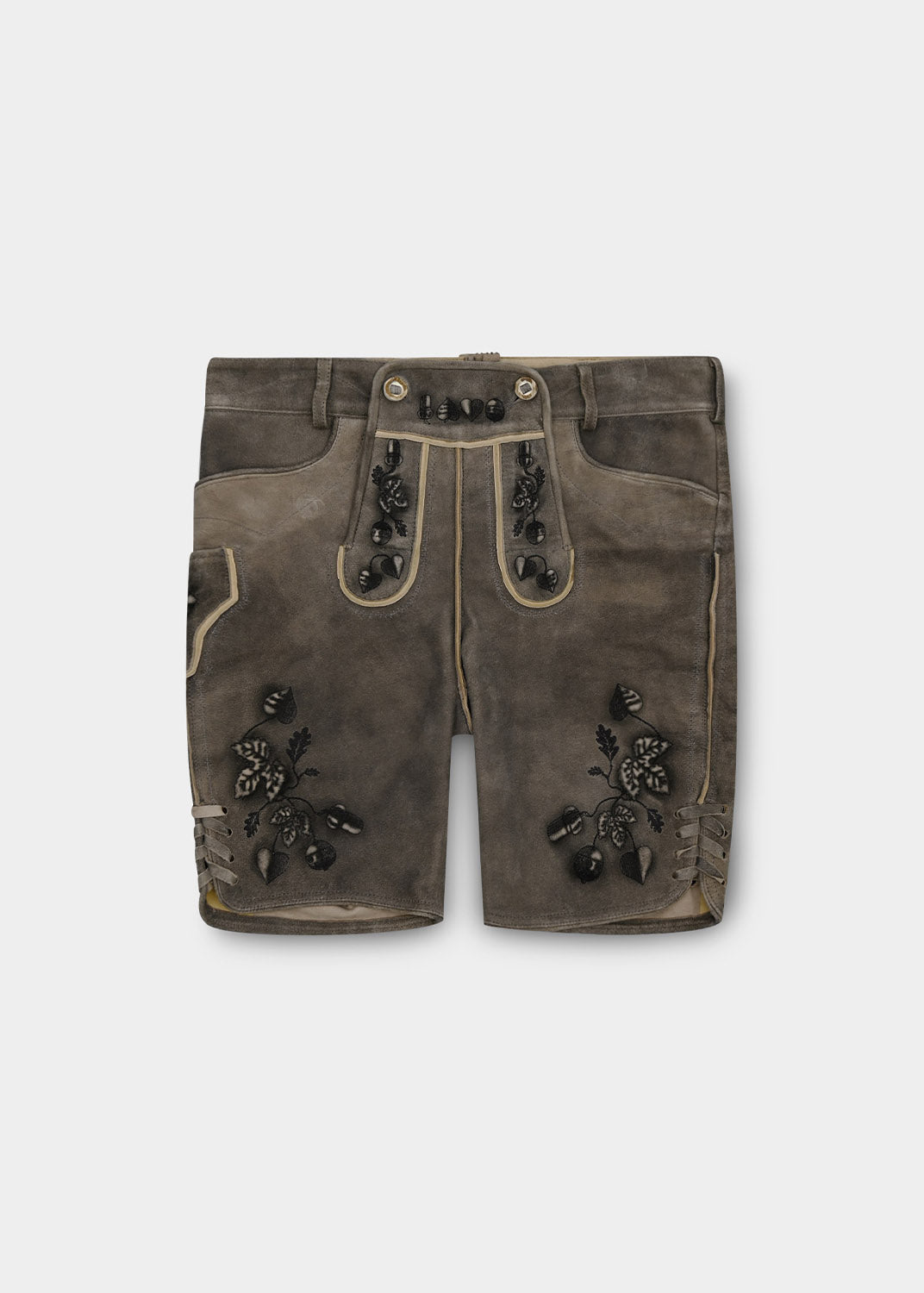 Lederhose "Schafkopf" - graubraun/blau