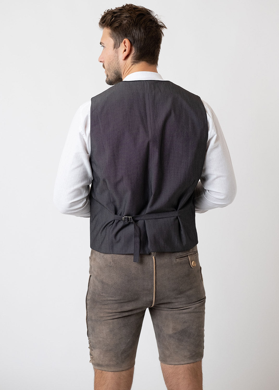 Lederhose "Schafkopf" - graubraun/blau