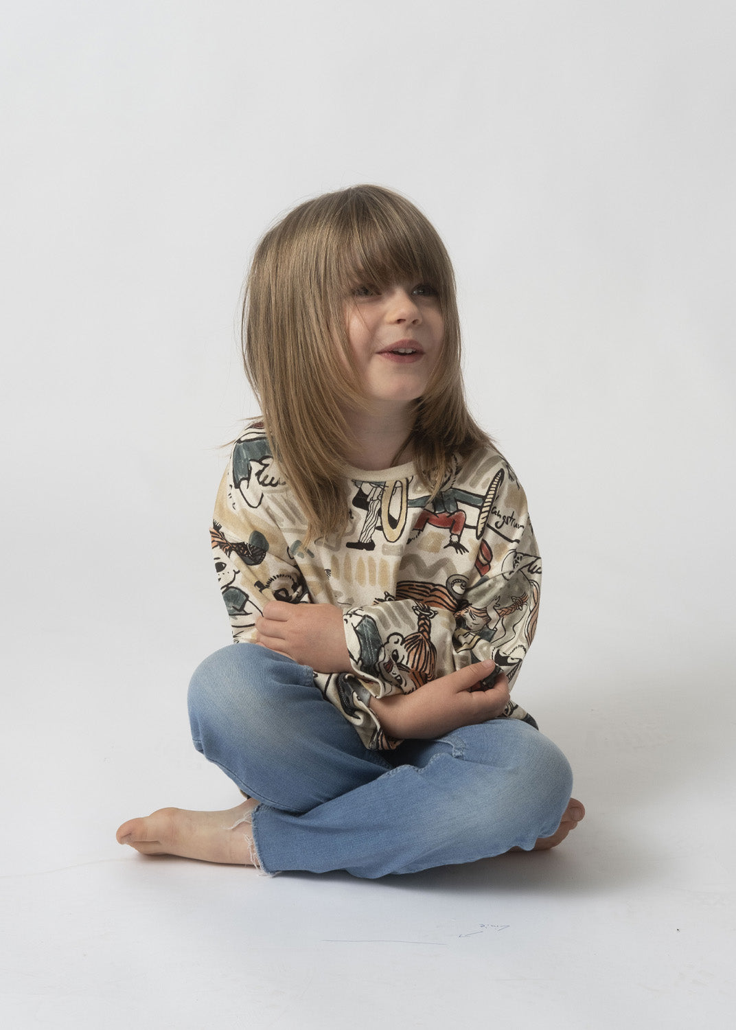 Sweater "Pippi Langstrumpf" - beige, Kinder