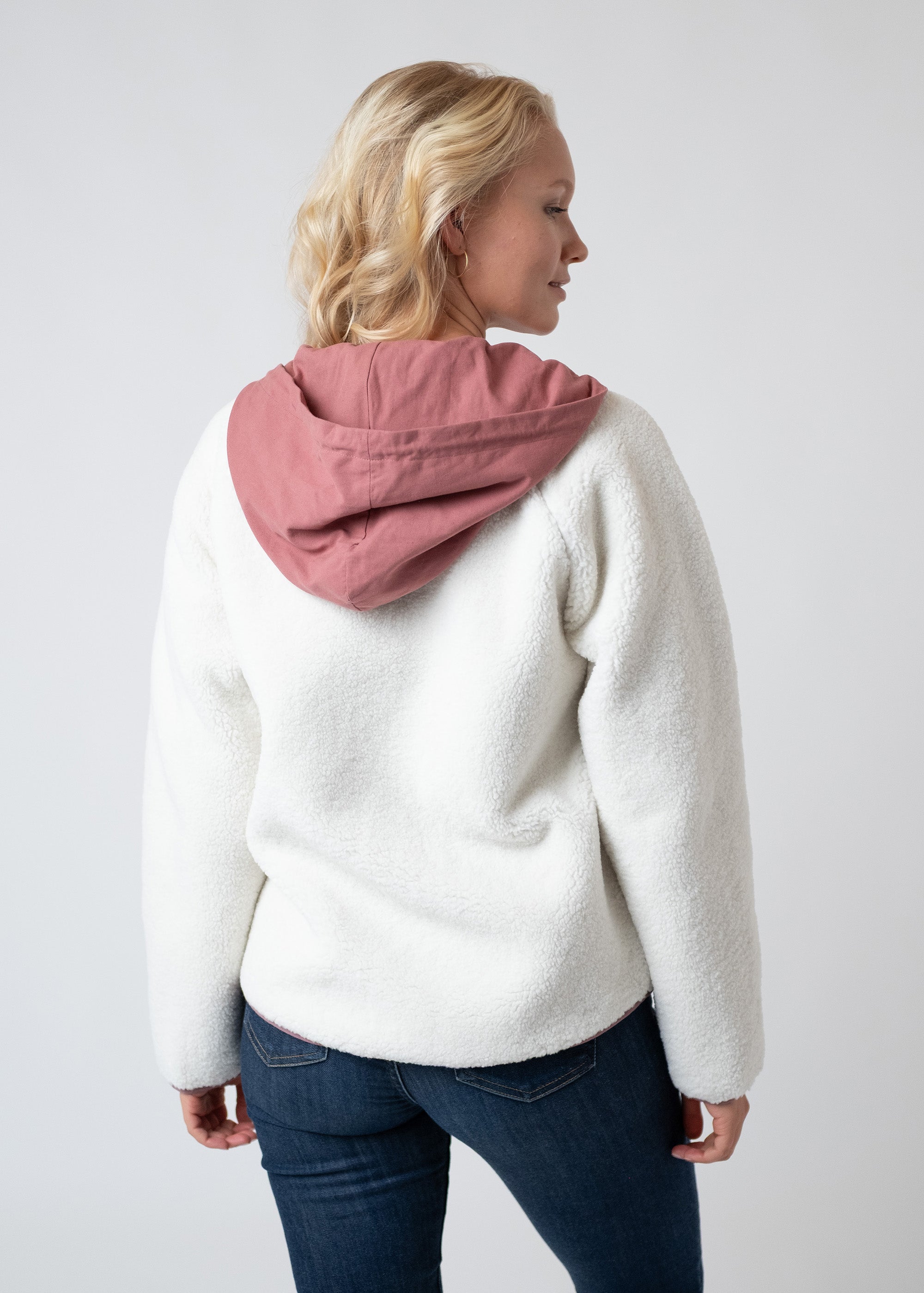 Sherpa-Zipper "Frida" - natur/rosa (Damen)