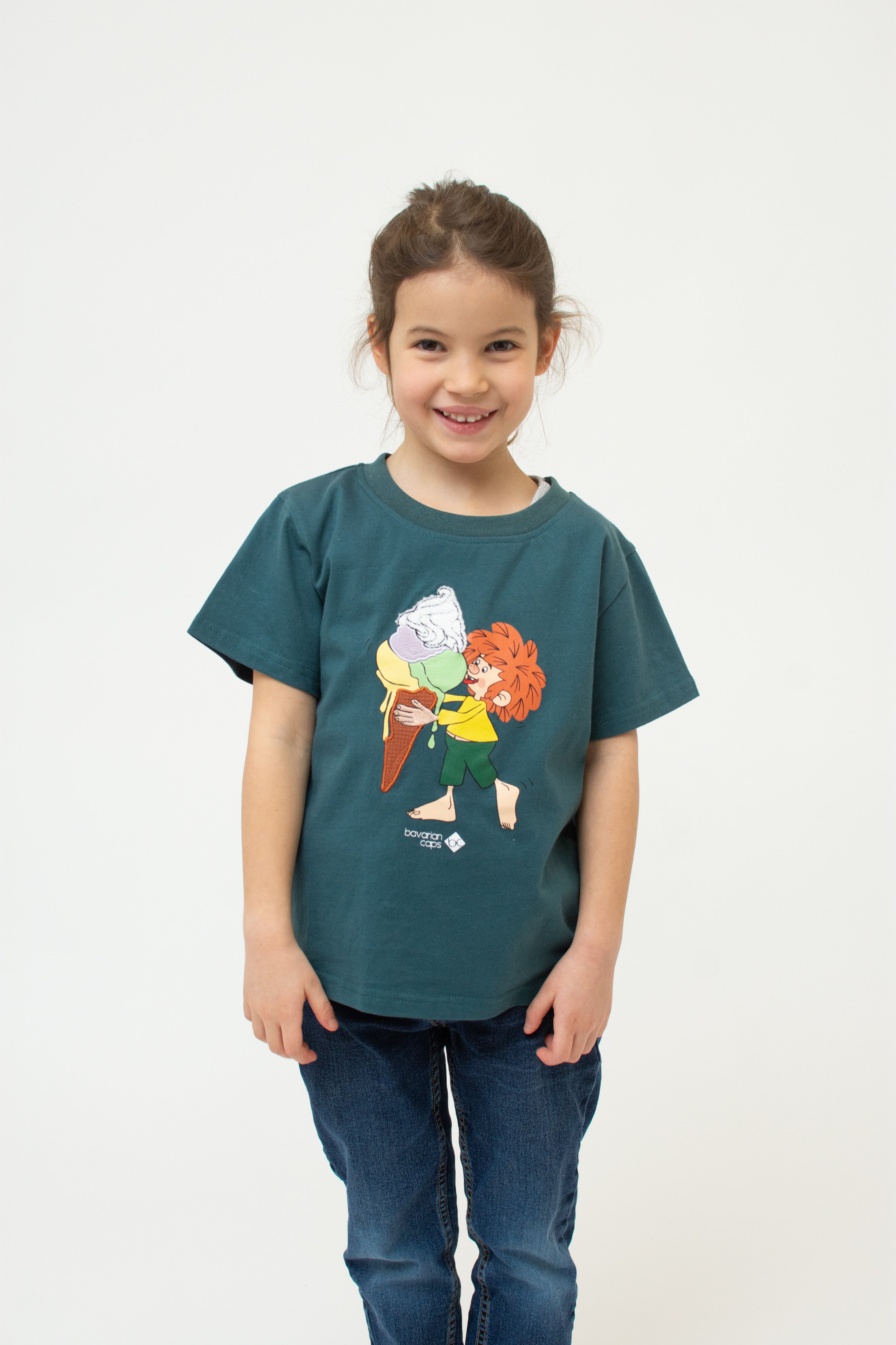 T-Shirt "Pumuckl Eiscreme" - dunkelgrün (Kinder)
