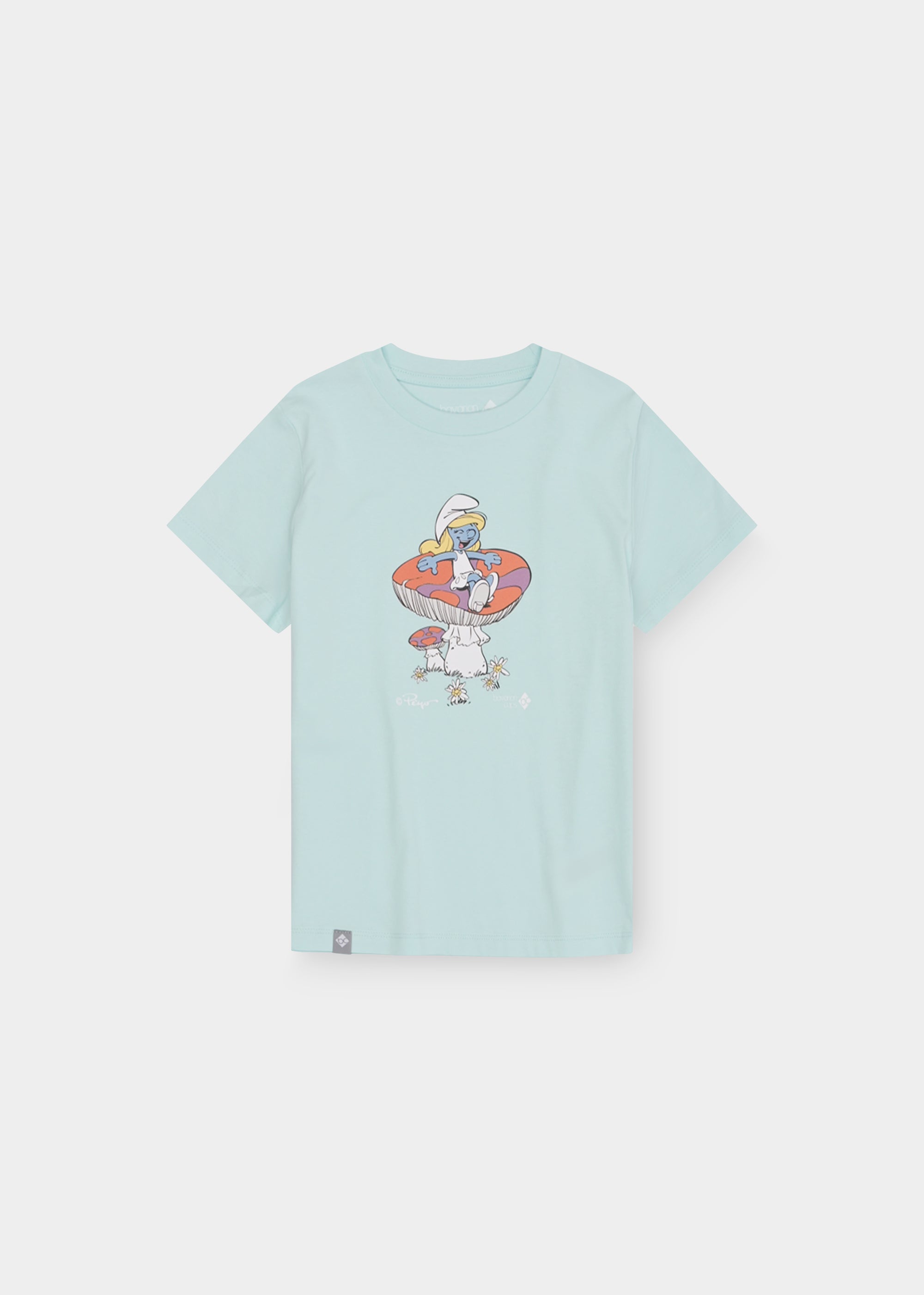 T-Shirt "Schlumpfines Schwammerlsofa" - hell-türkis (Kinder)