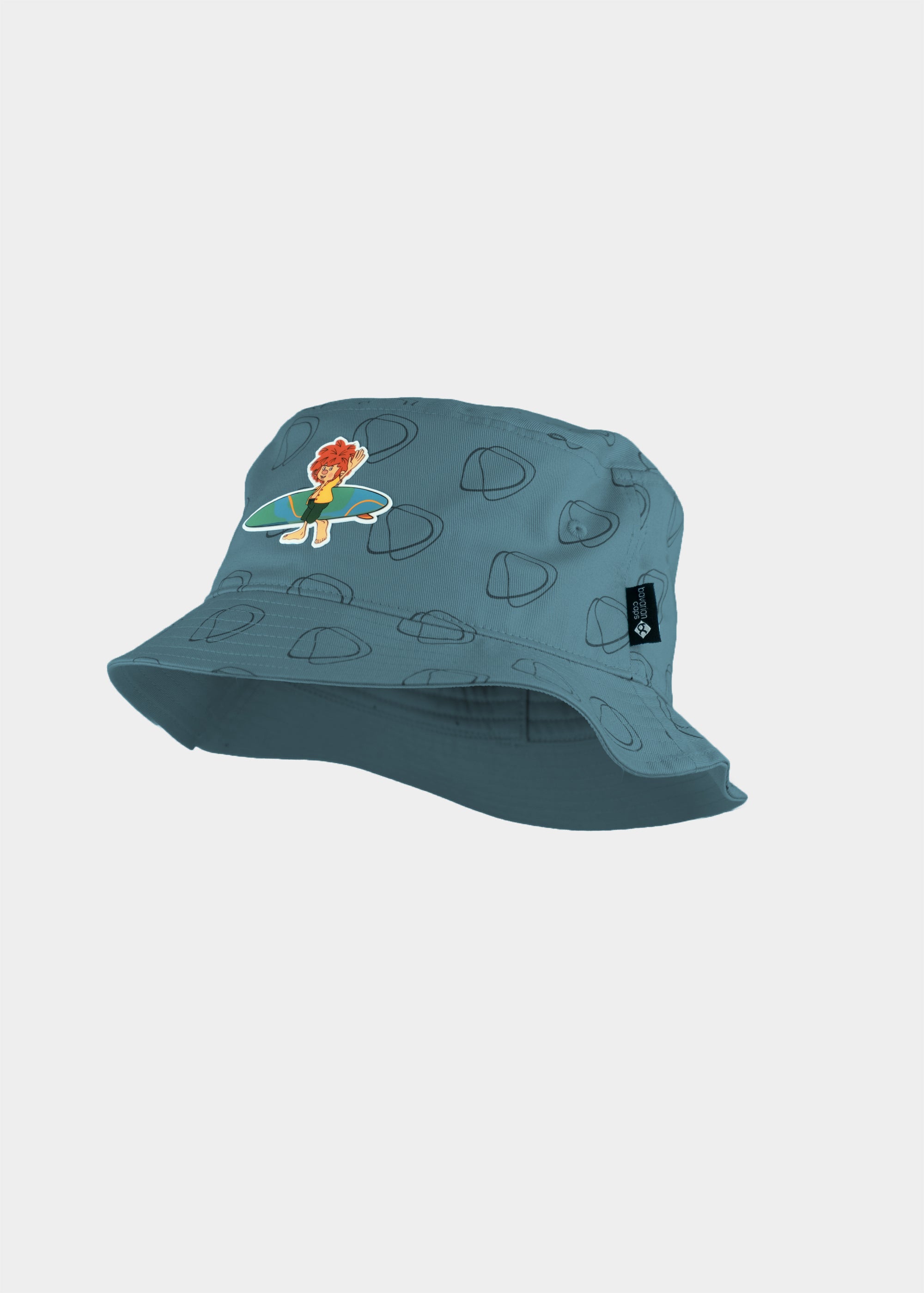 Bucket Hat "Pumuckl surft" - ozeanblau