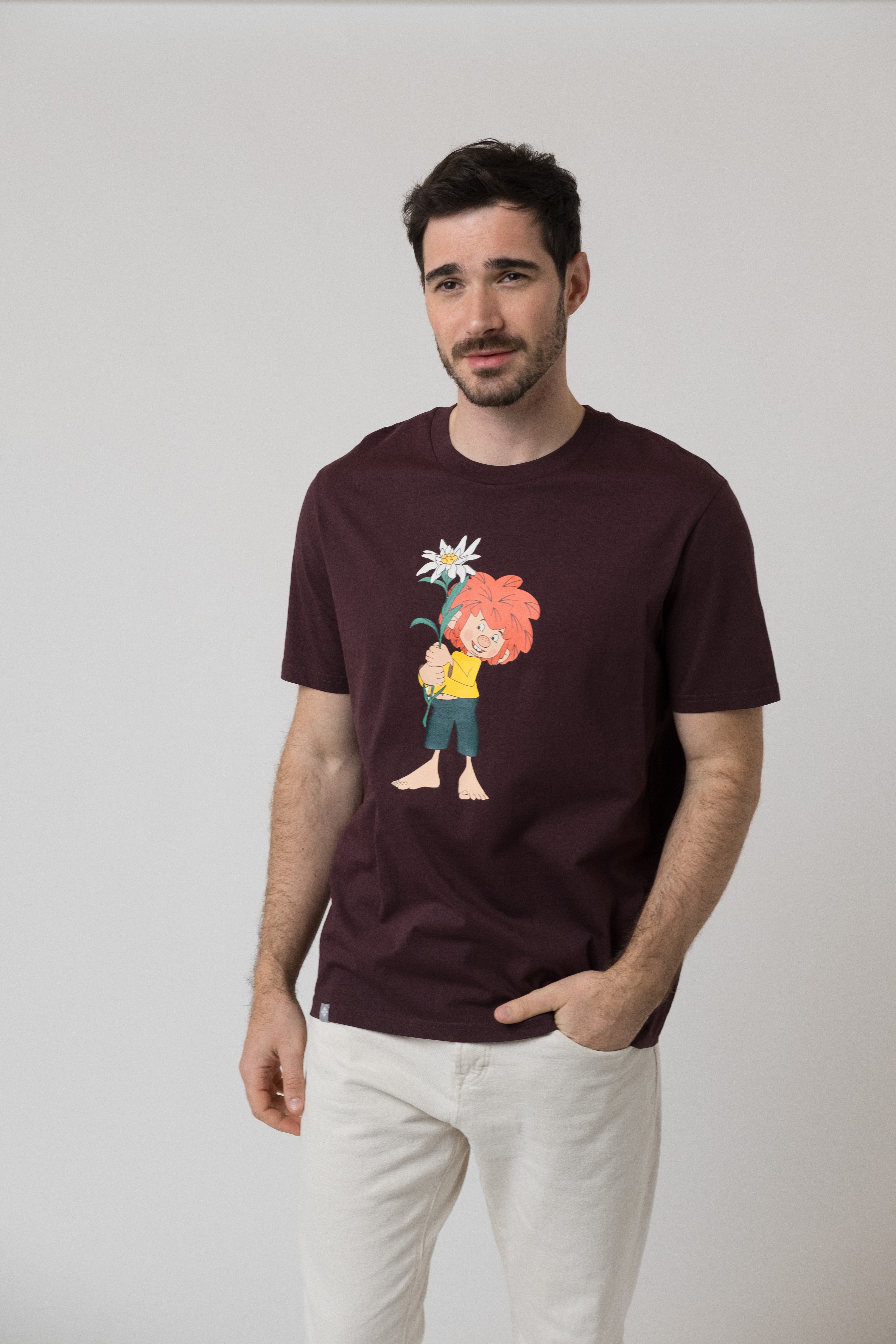 T-Shirt "Pumuckl Edelweiß" - marone