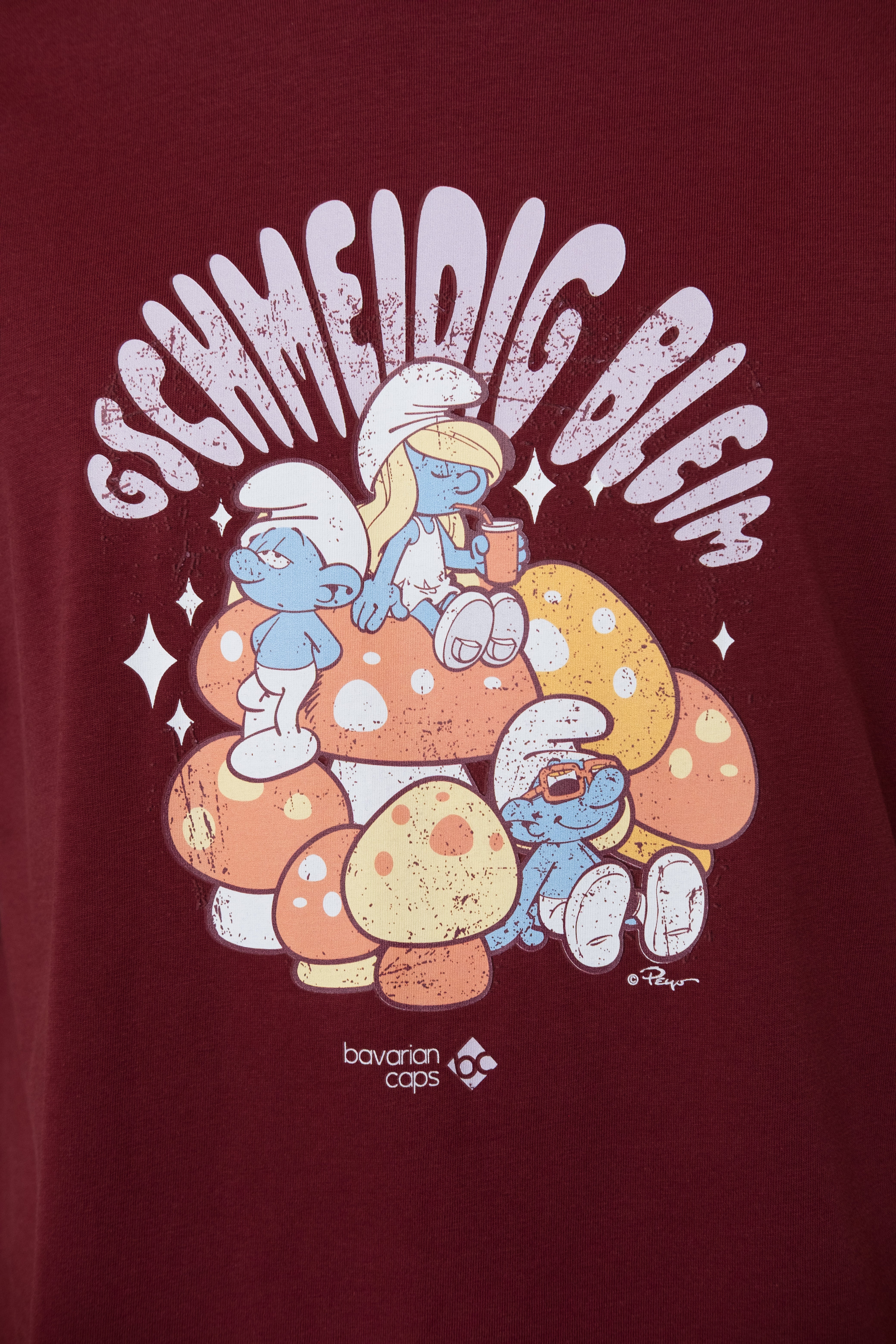 T-Shirt "Schlümpfe: Gschmeidig bleim" - dunkelrot
