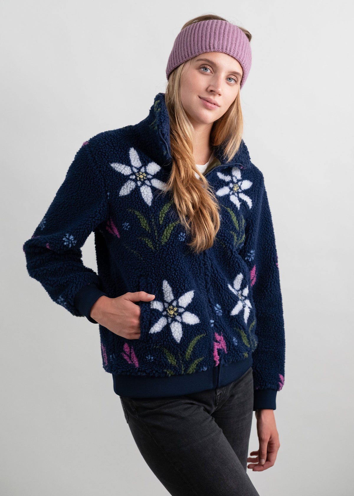 Teddy Blouson "Eisblume" - marine