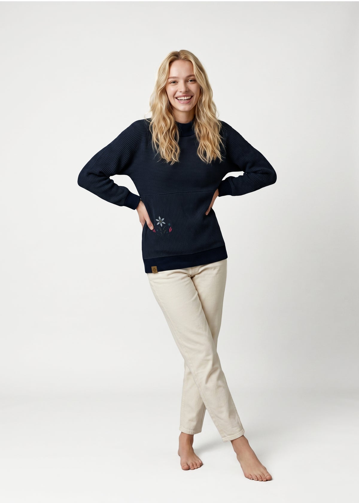 Strickpullover "Eisblume" - marine