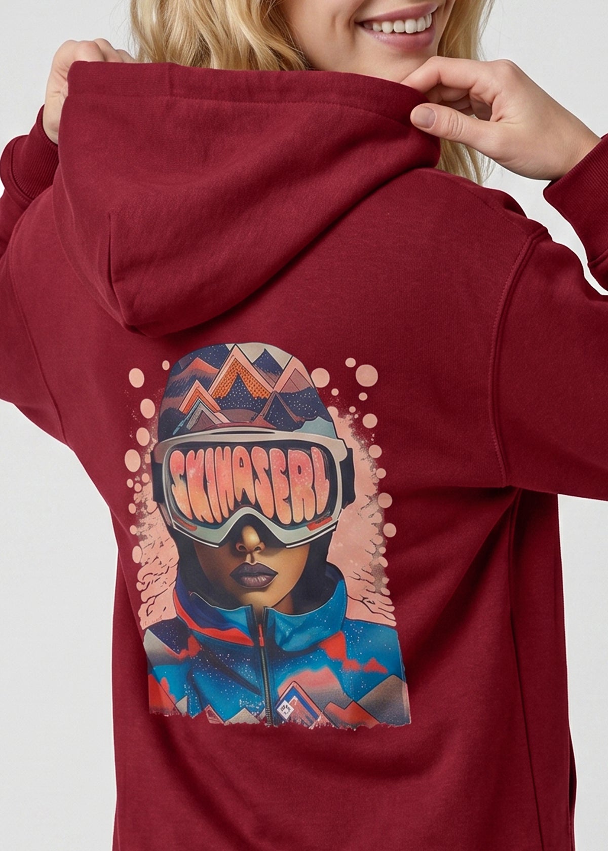 Hoodie "Skihaserl" - weinrot