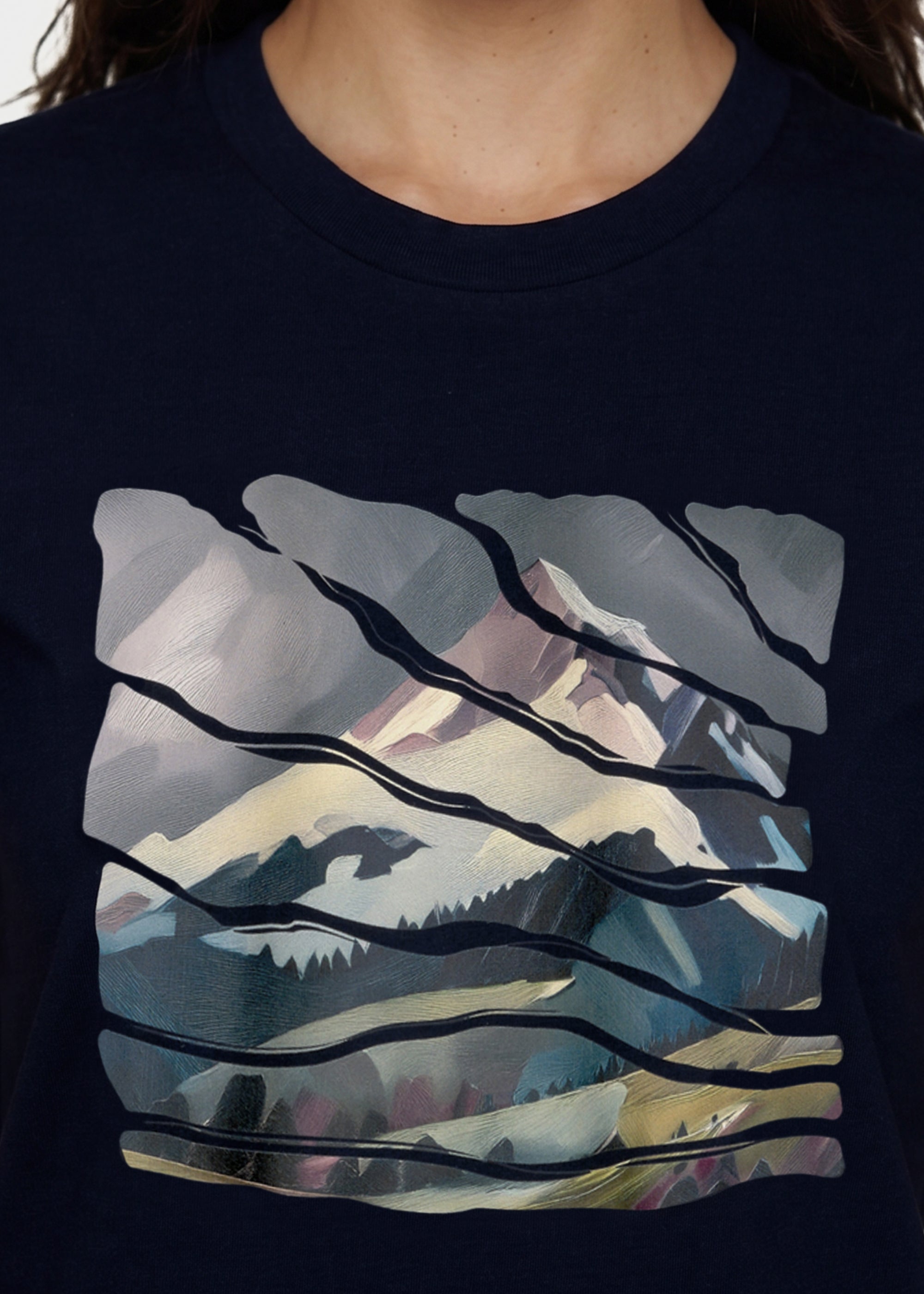 T-Shirt "Wintergipfel" - dunkelblau (Damen)
