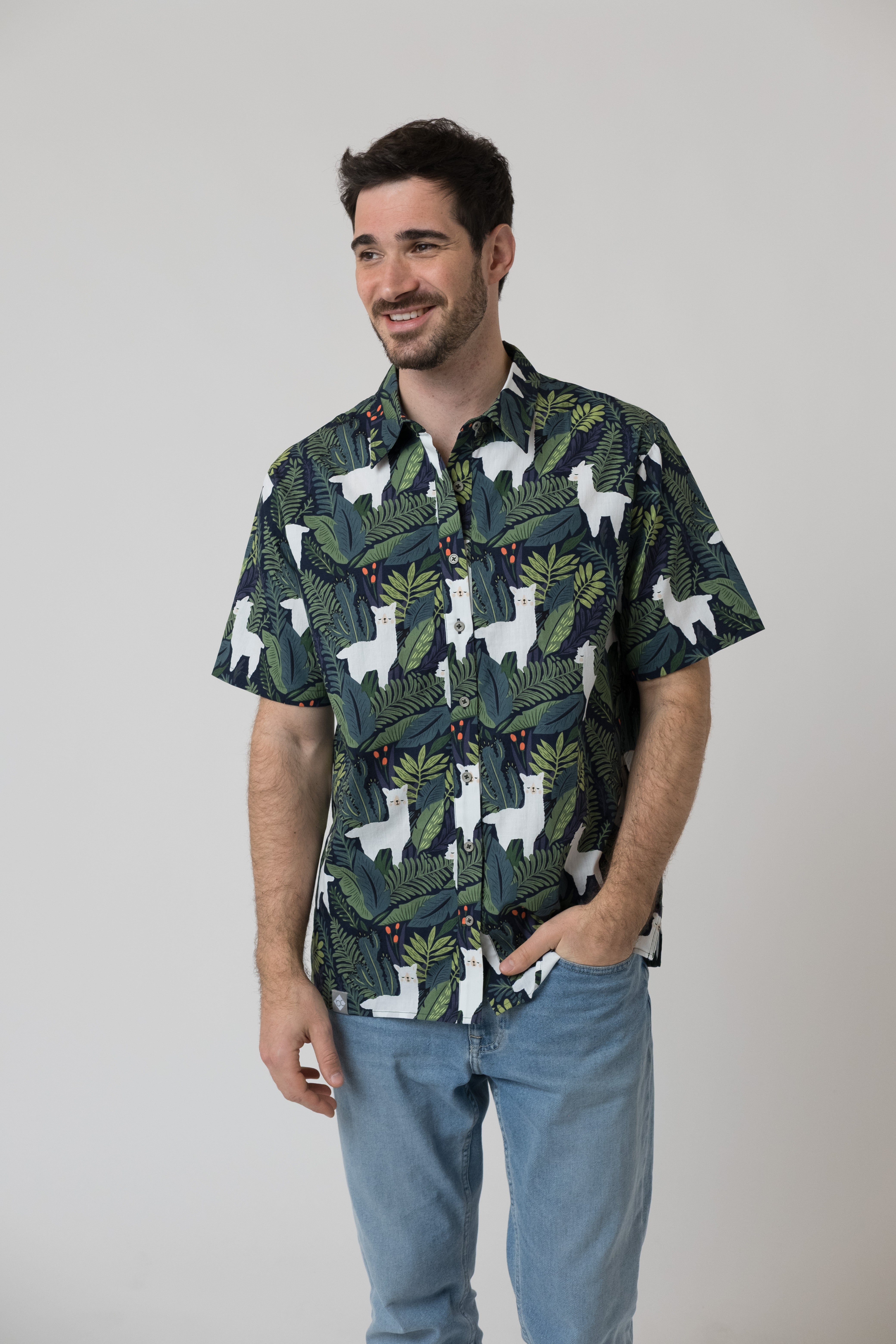 Hemd "Alpaka" - dunkelblau/grün