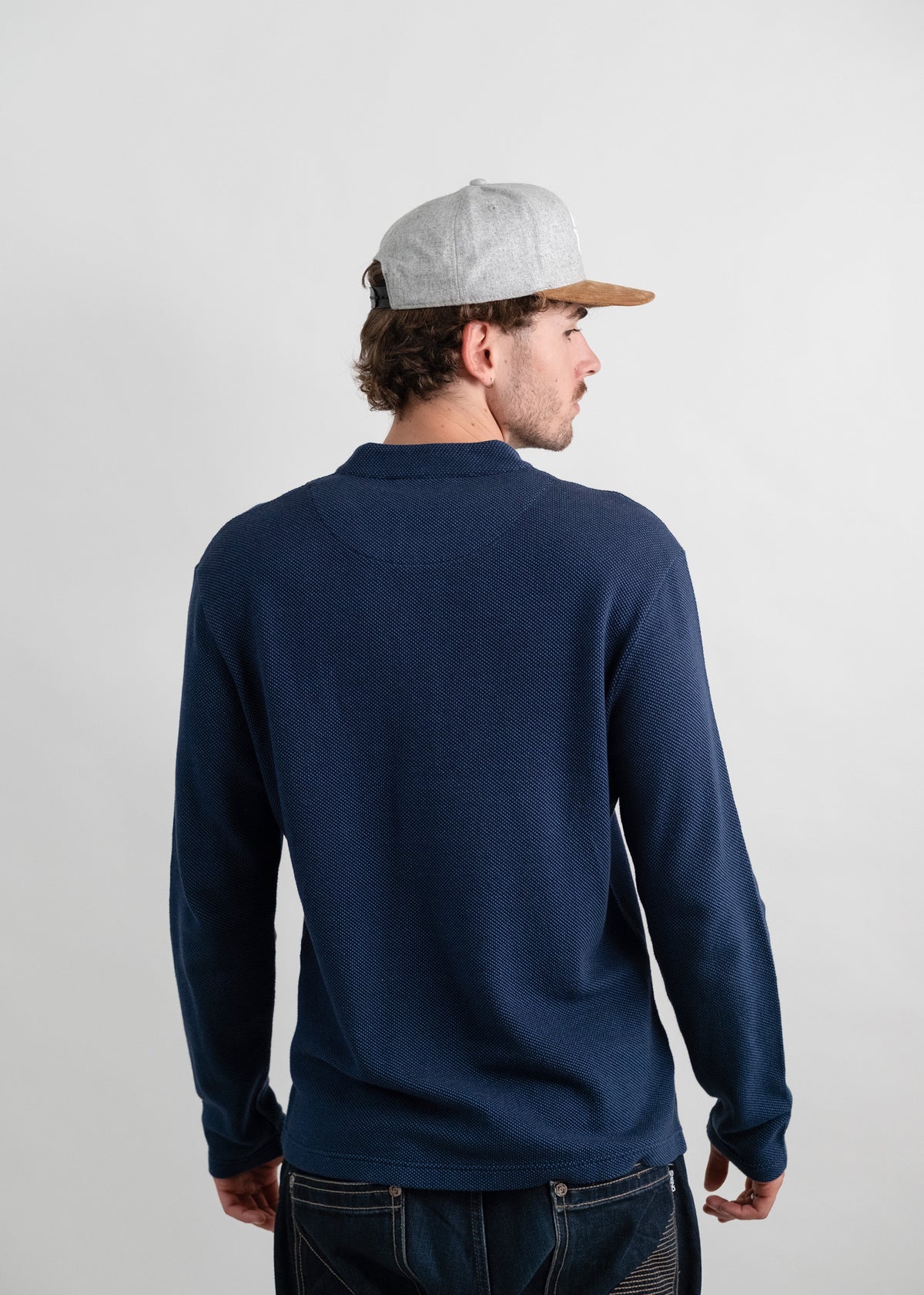 Poloshirt "Edelweiß Feinstrick Langarm" - dunkelblau
