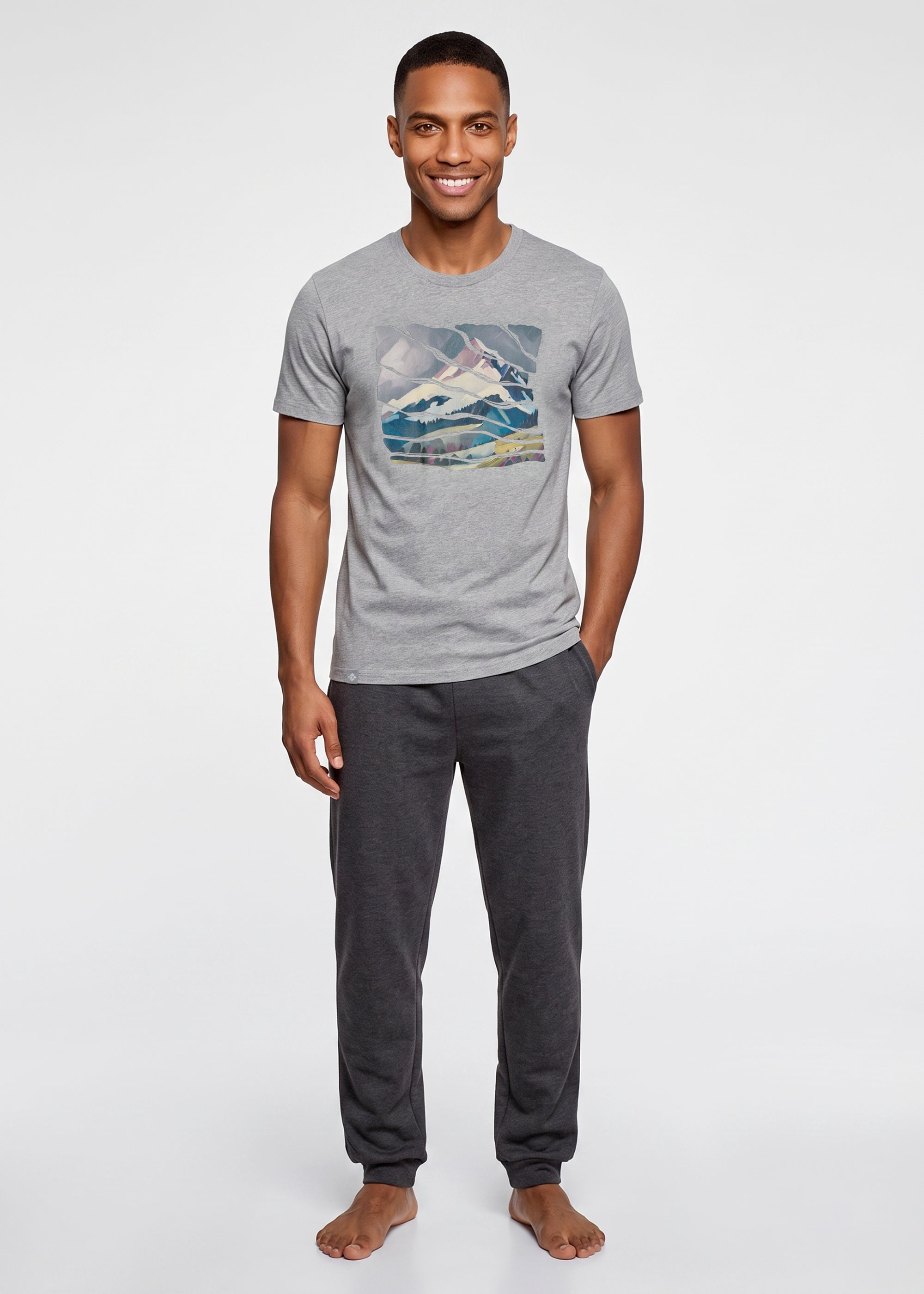 T-Shirt "Wintergipfel" - hellgrau-meliert