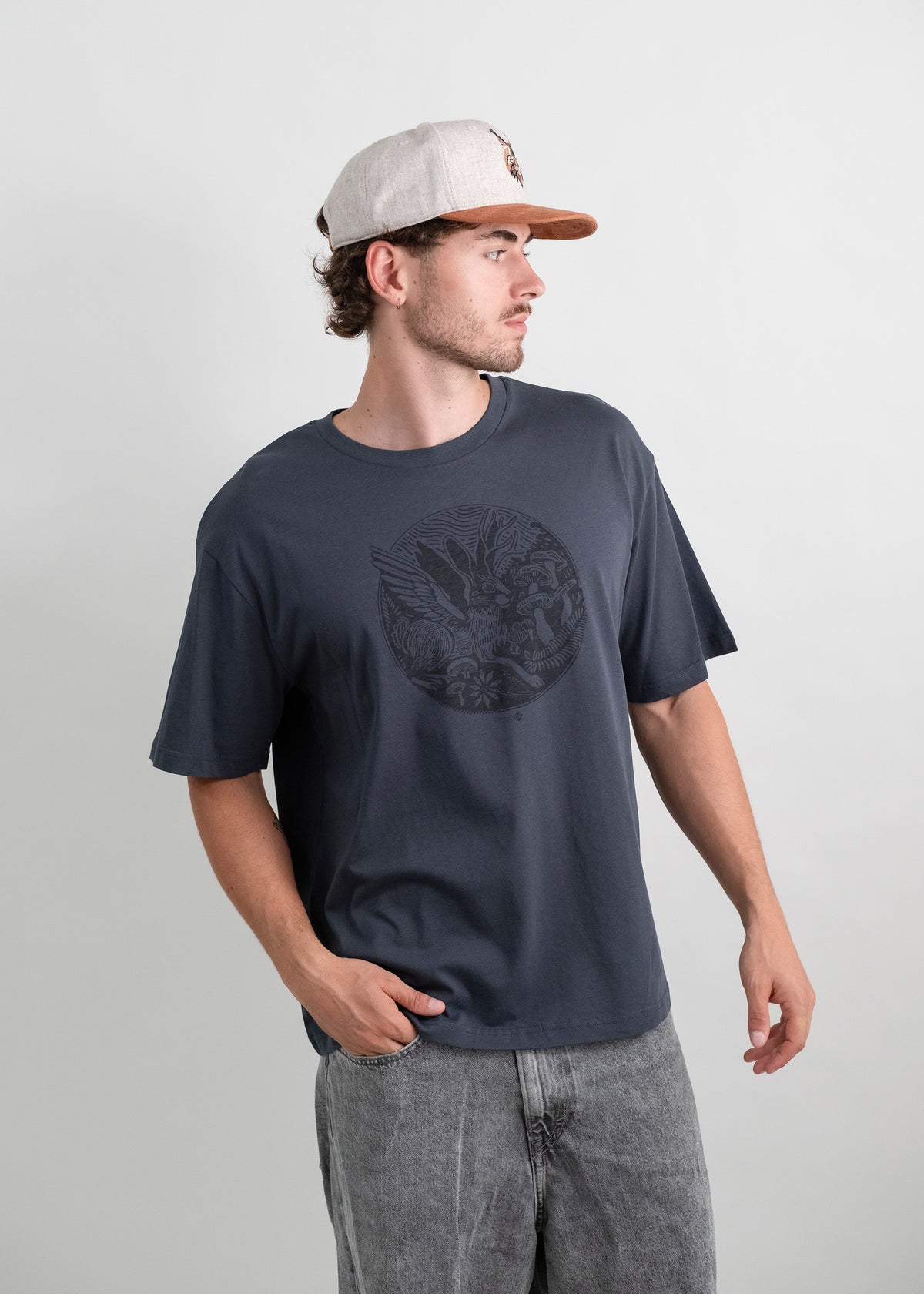 T-Shirt "Woipadinga Linoprint" - anthrazit