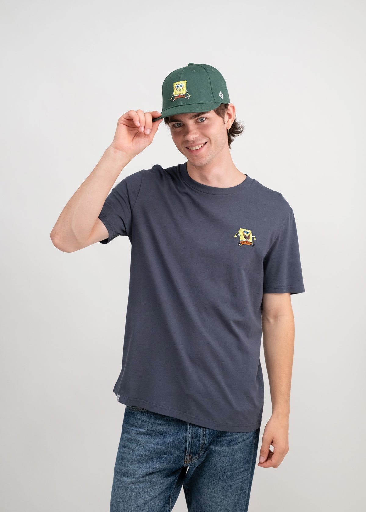 T-Shirt "SpongeBob läuft" - schiefergrau