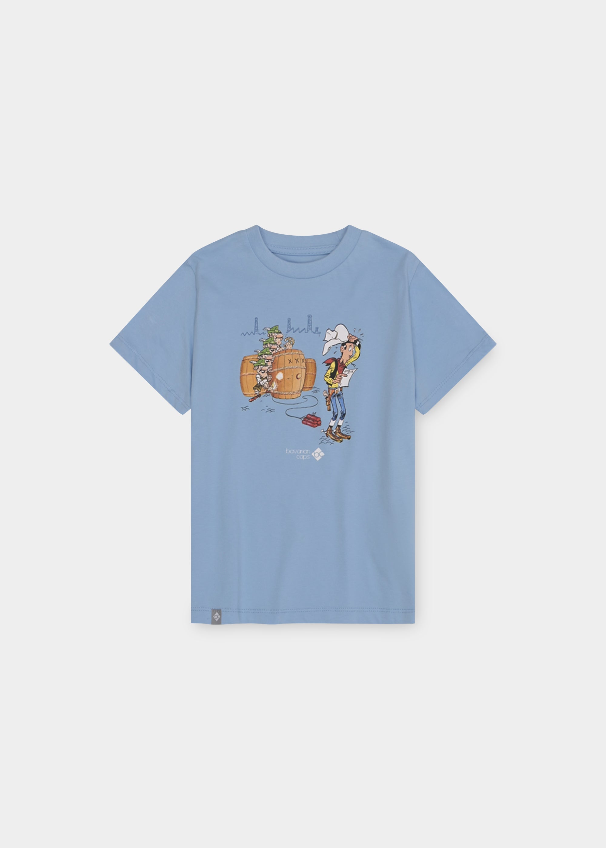 T-Shirt "Lucky Luke: Fässer" - hellblau (Kinder)