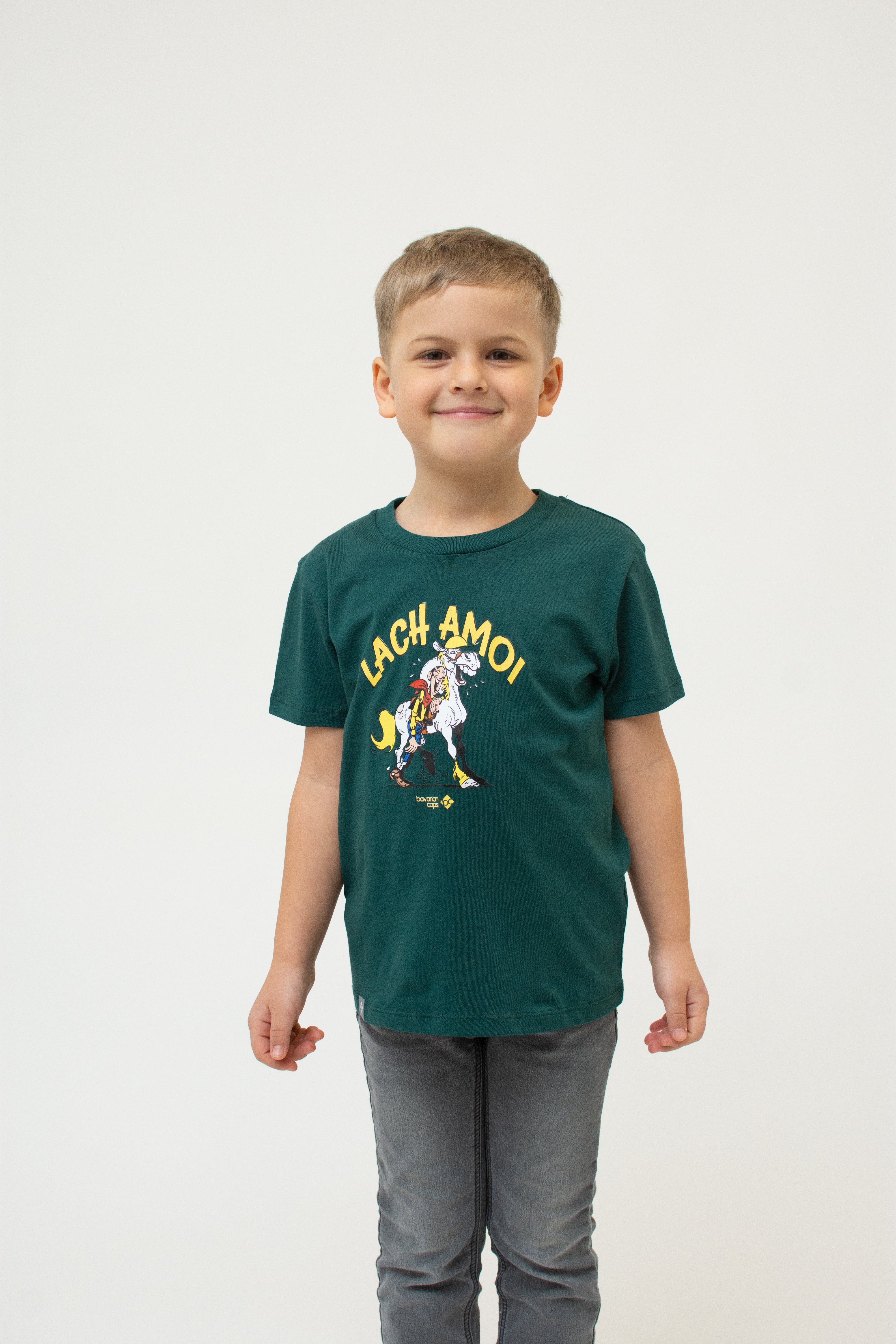 T-Shirt "Lucky Luke: Lach amoi" - dunkelgrün (Kinder)