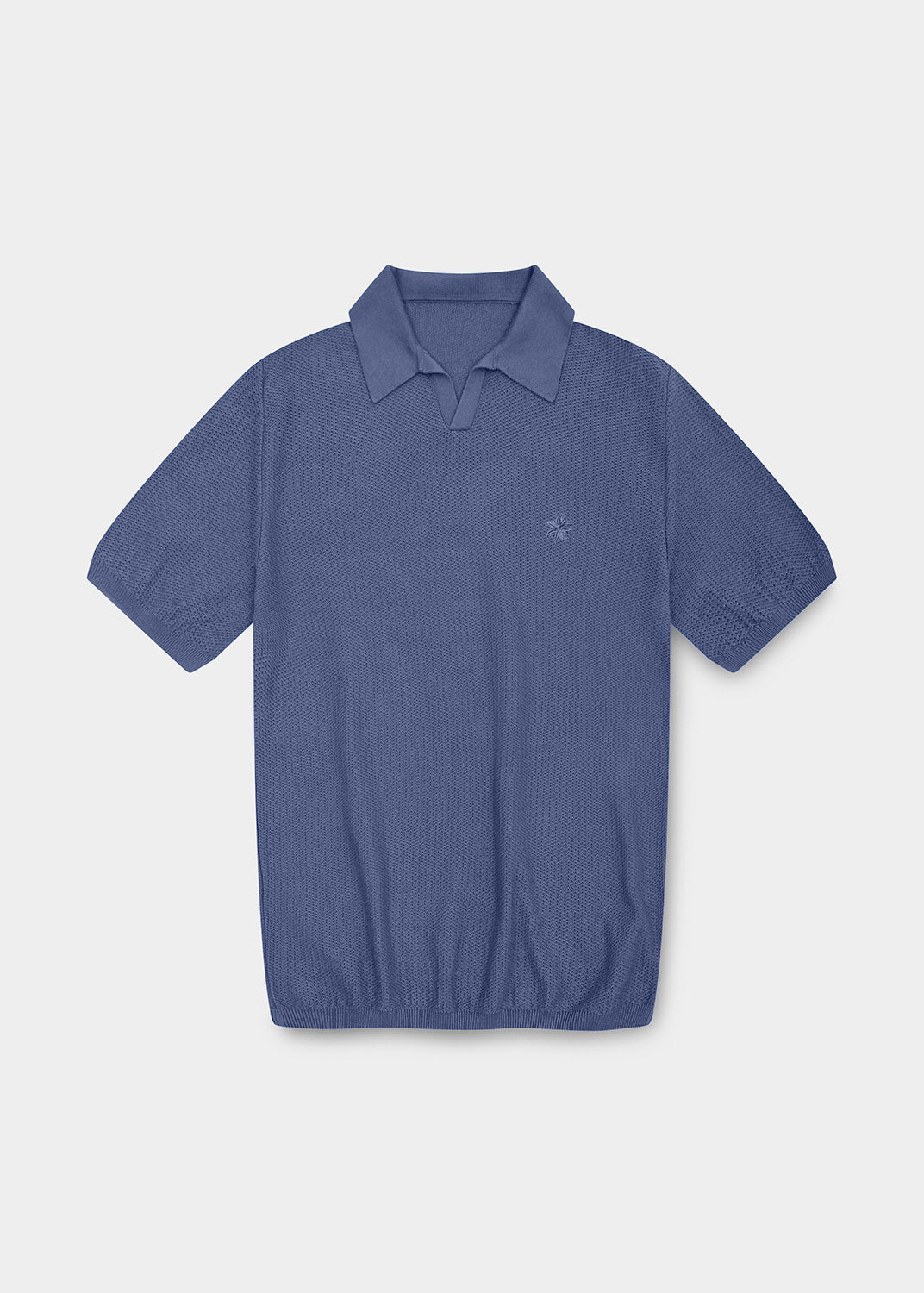 Poloshirt "Edelweiß Strick" - blaugrau