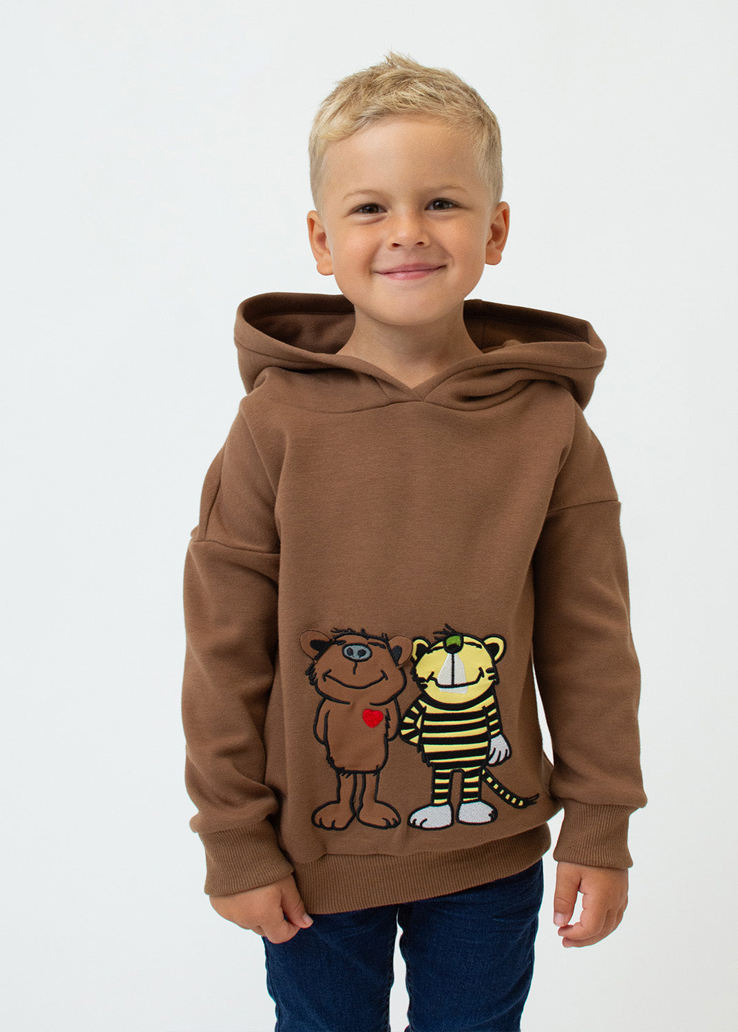 Hoodie "Tiger&Bär" - braun (Kinder)