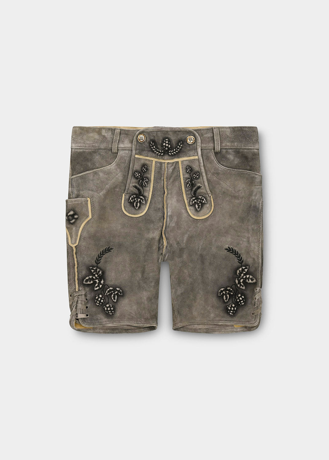 Lederhose "Reinheitsgebot" - graubraun/grün