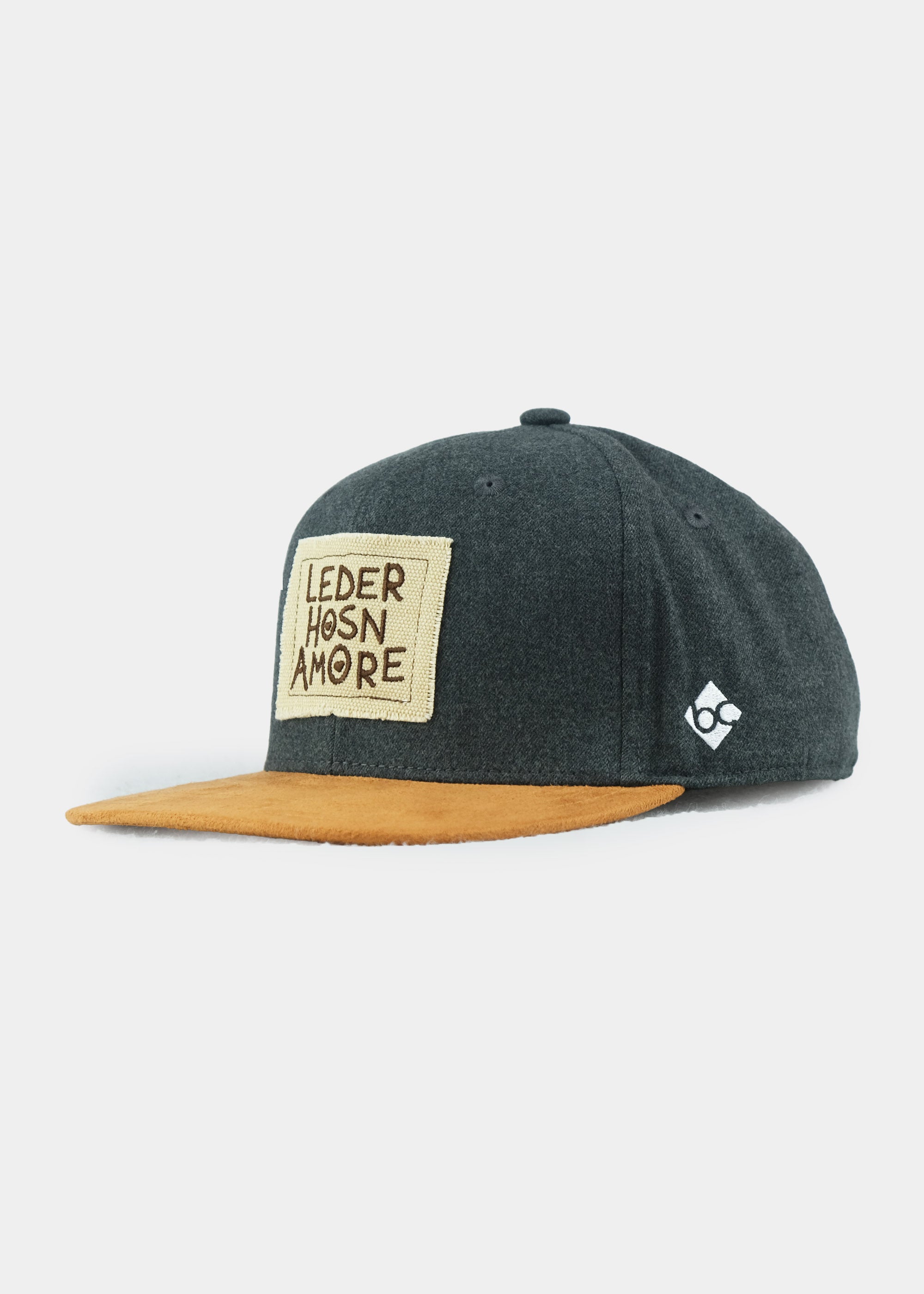Cap "d´Hundskrippln: Lederhosnamore" - dunkelgrau (Snapback)