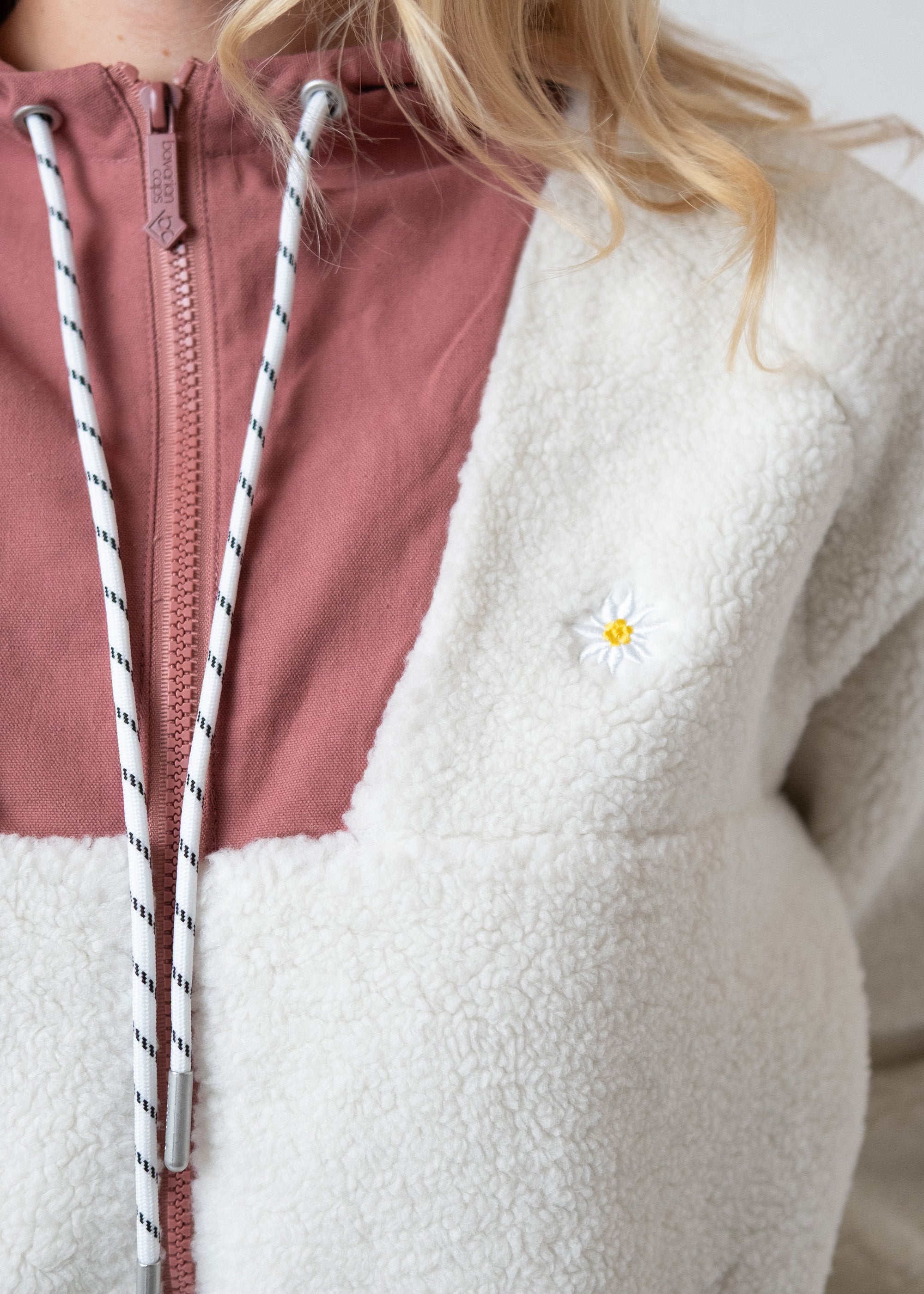 Sherpa-Zipper "Frida" - natur/rosa (Damen)