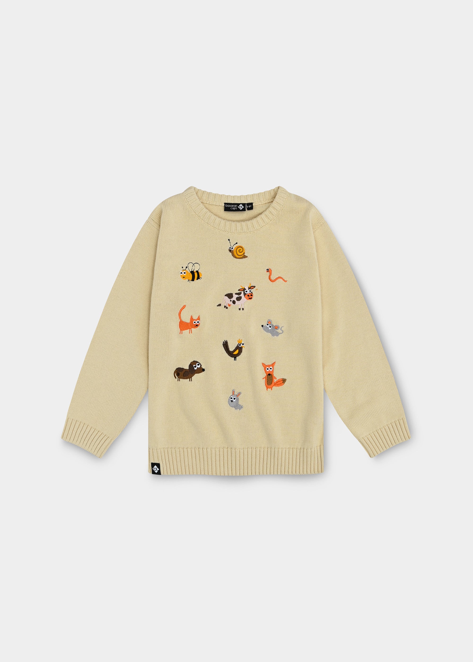 Strickpulli "Tierfest" - beige (Kinder)