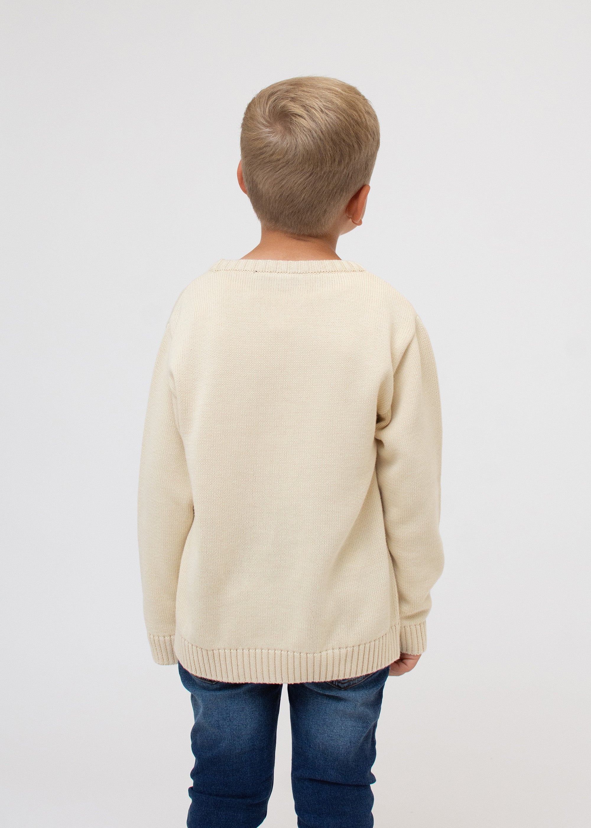 Strickpulli "Tierfest" - beige (Kinder)